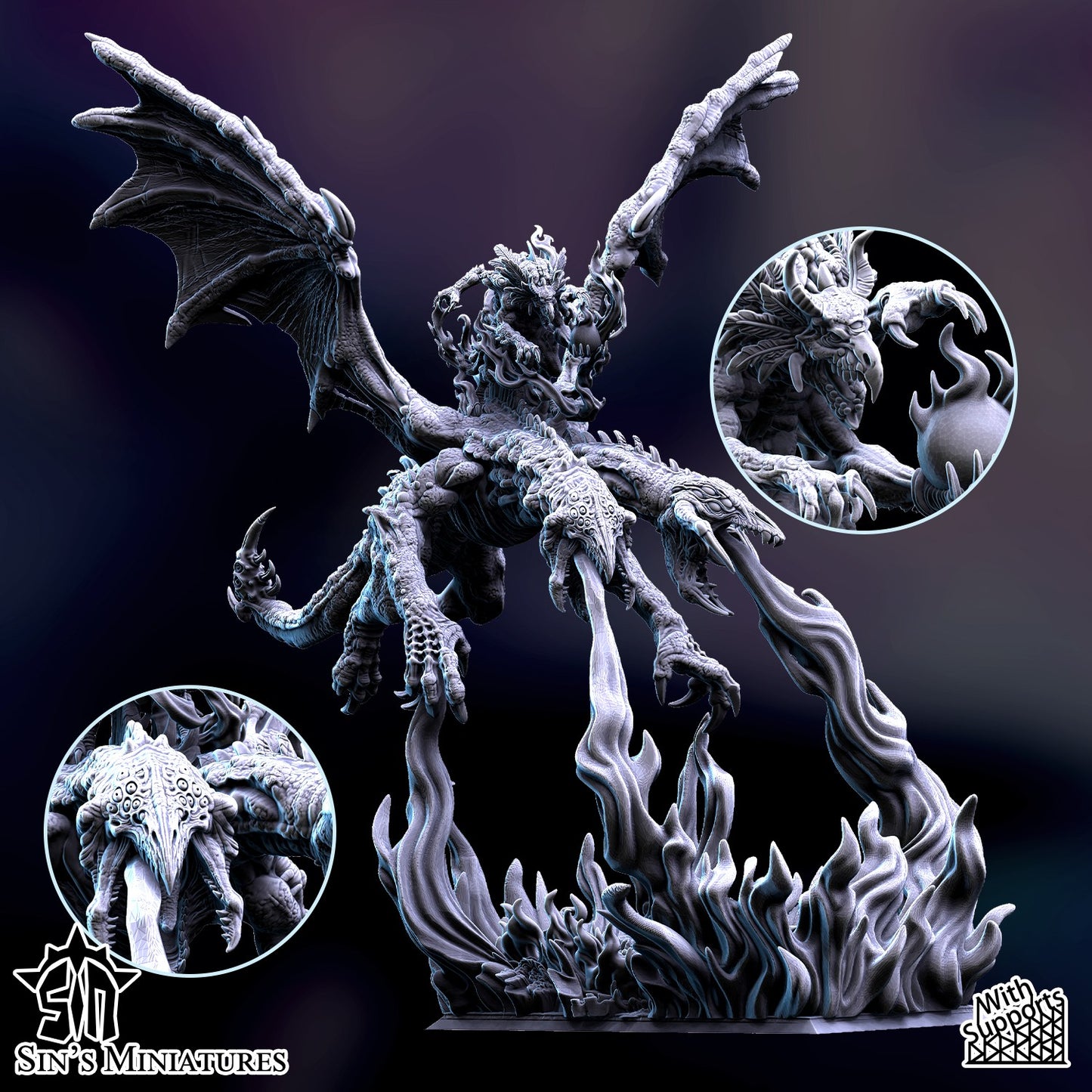 Miniatura Dragón del Caos Mutante Reinos del Caos resina 32mm sin pintar - Drakholm