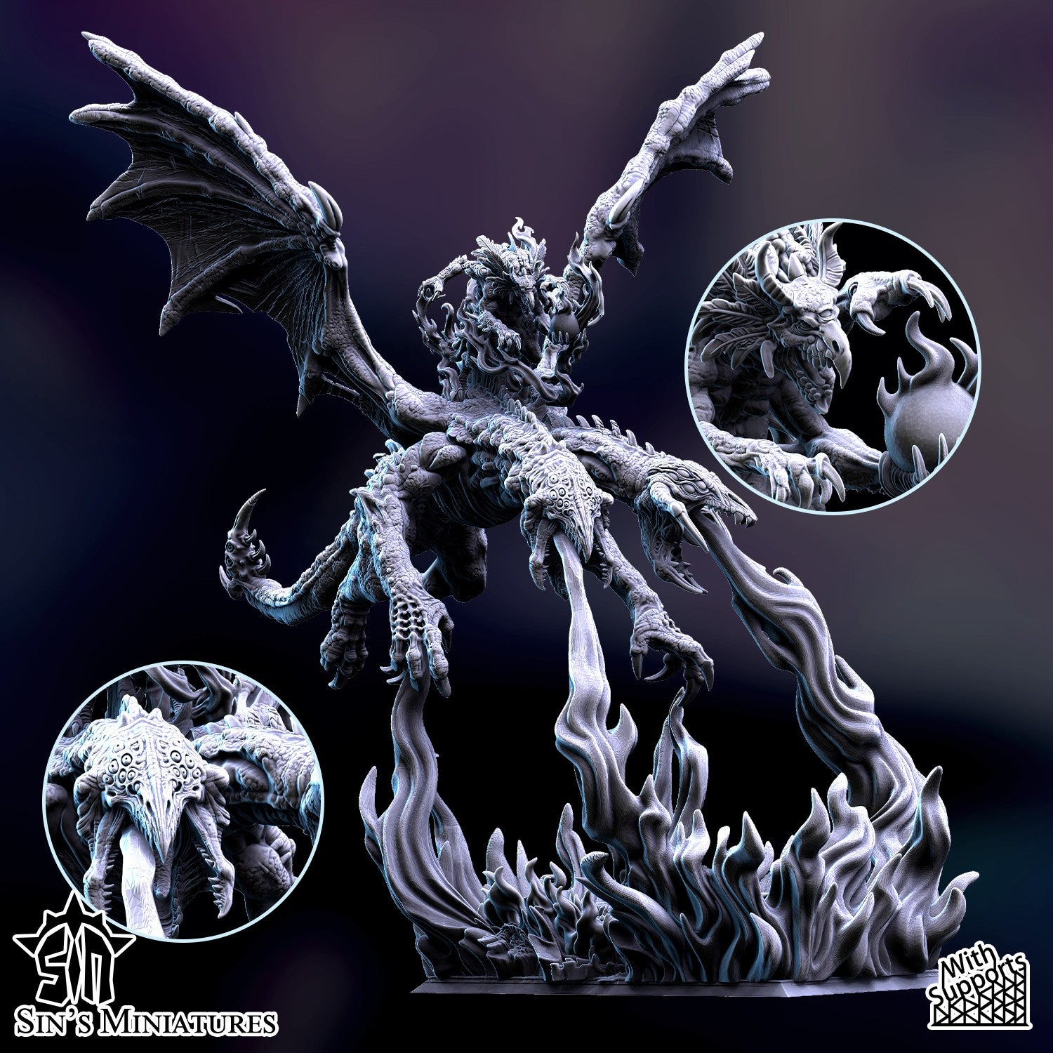 Miniatura Dragón del Caos Mutante Reinos del Caos resina 32mm sin pintar - Drakholm