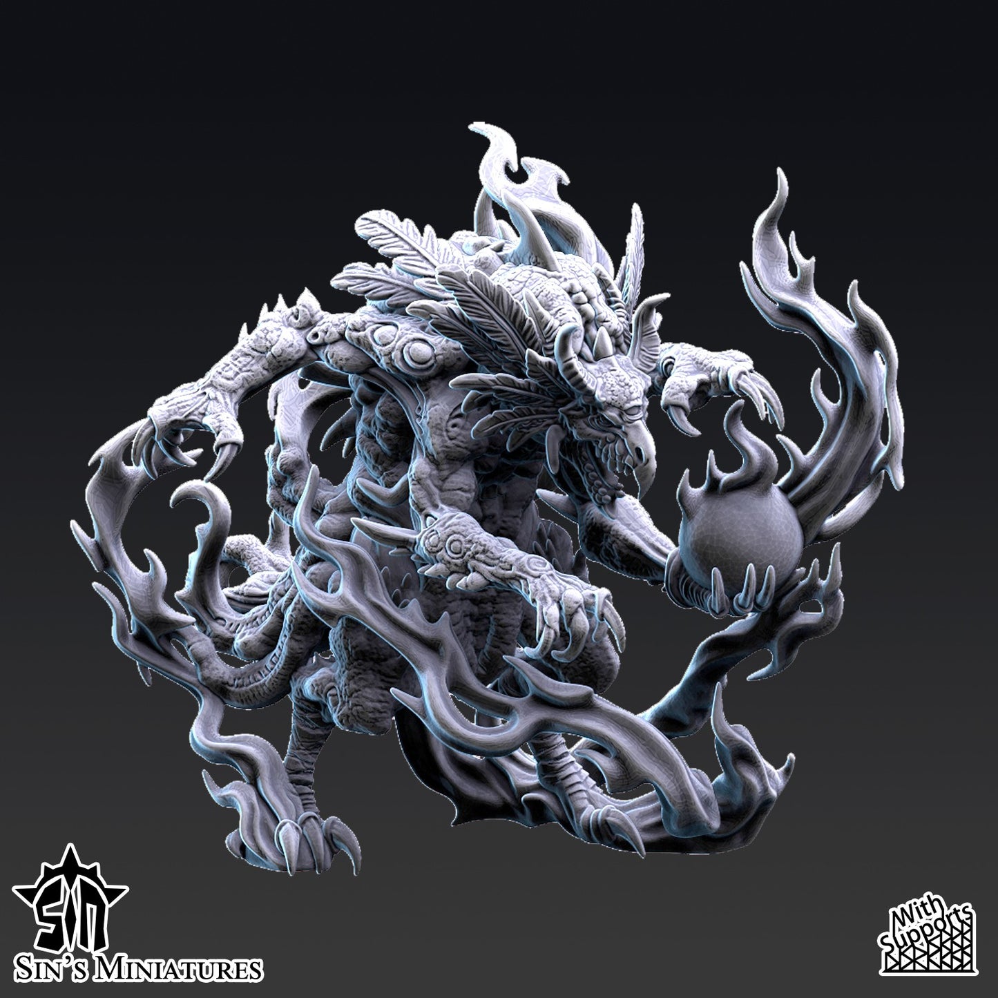 Miniatura Dragón del Caos Mutante Reinos del Caos resina 32mm sin pintar - Drakholm