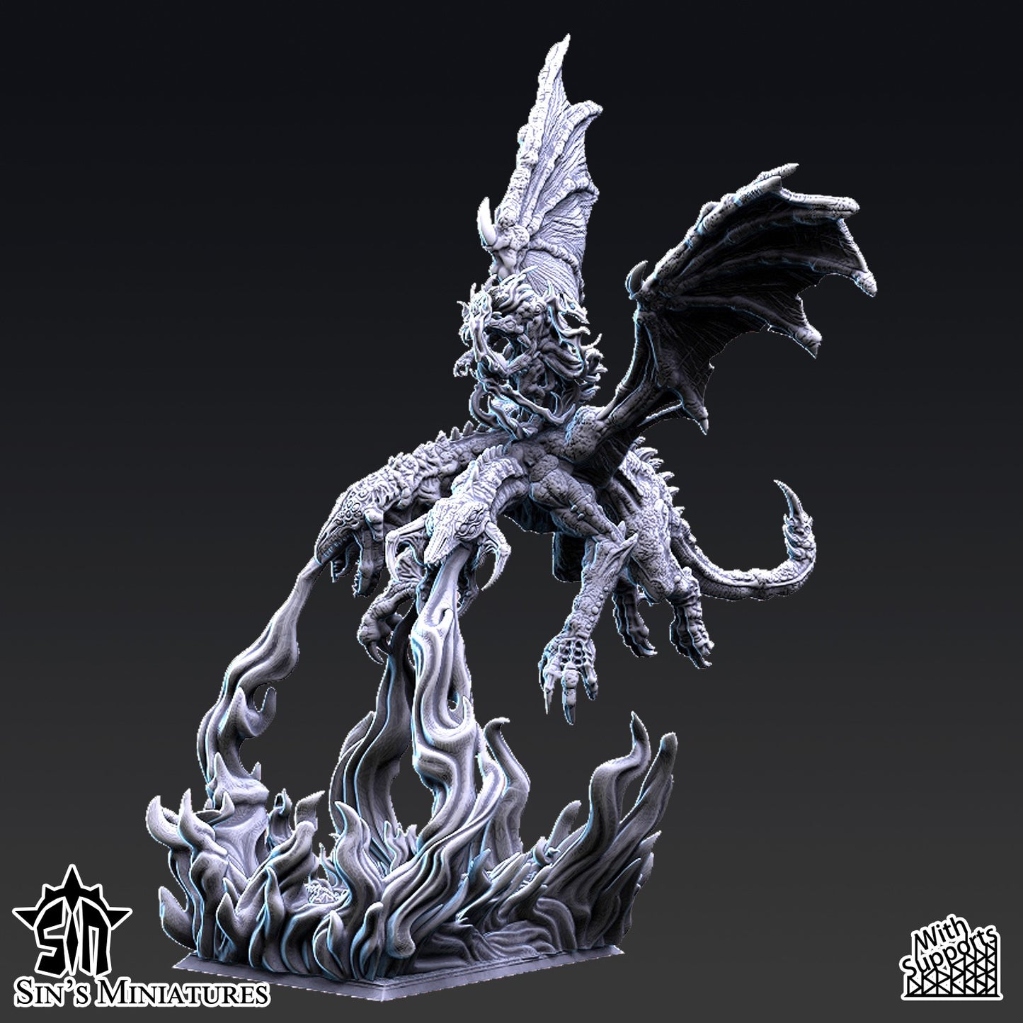 Miniatura Dragón del Caos Mutante Reinos del Caos resina 32mm sin pintar - Drakholm
