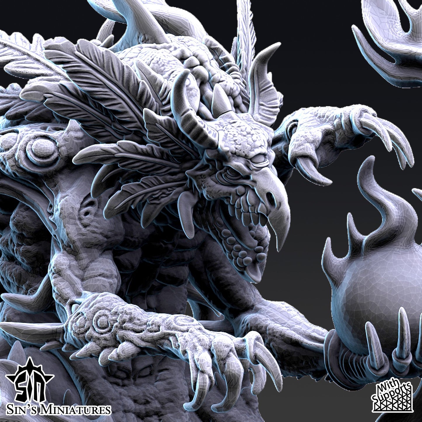 Miniatura Dragón del Caos Mutante Reinos del Caos resina 32mm sin pintar - Drakholm