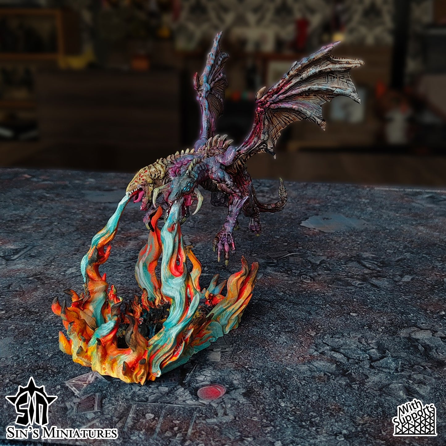 Miniatura Dragón del Caos Mutante Reinos del Caos resina 32mm sin pintar - Drakholm