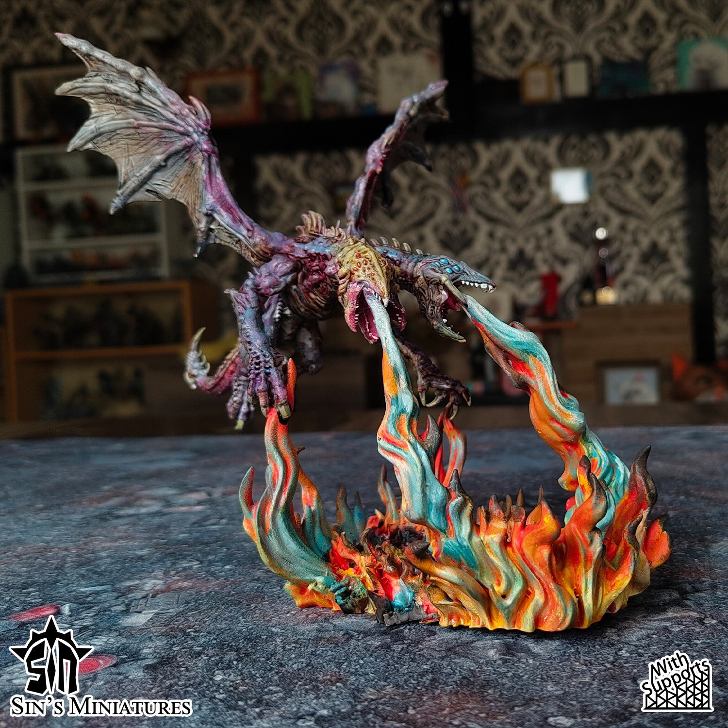 Miniatura Dragón del Caos Mutante Reinos del Caos resina 32mm sin pintar - Drakholm