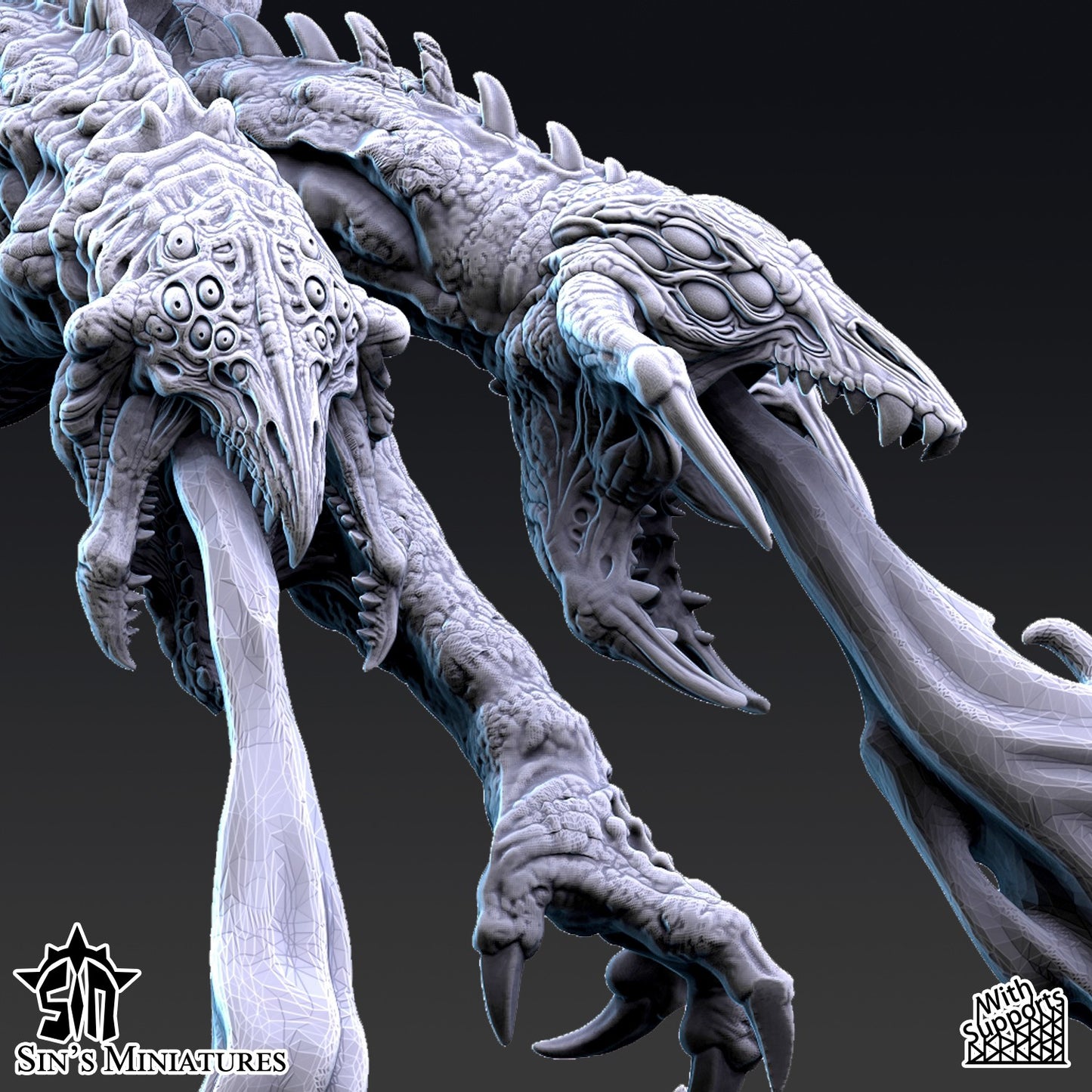 Miniatura Dragón del Caos Mutante Reinos del Caos resina 32mm sin pintar - Drakholm