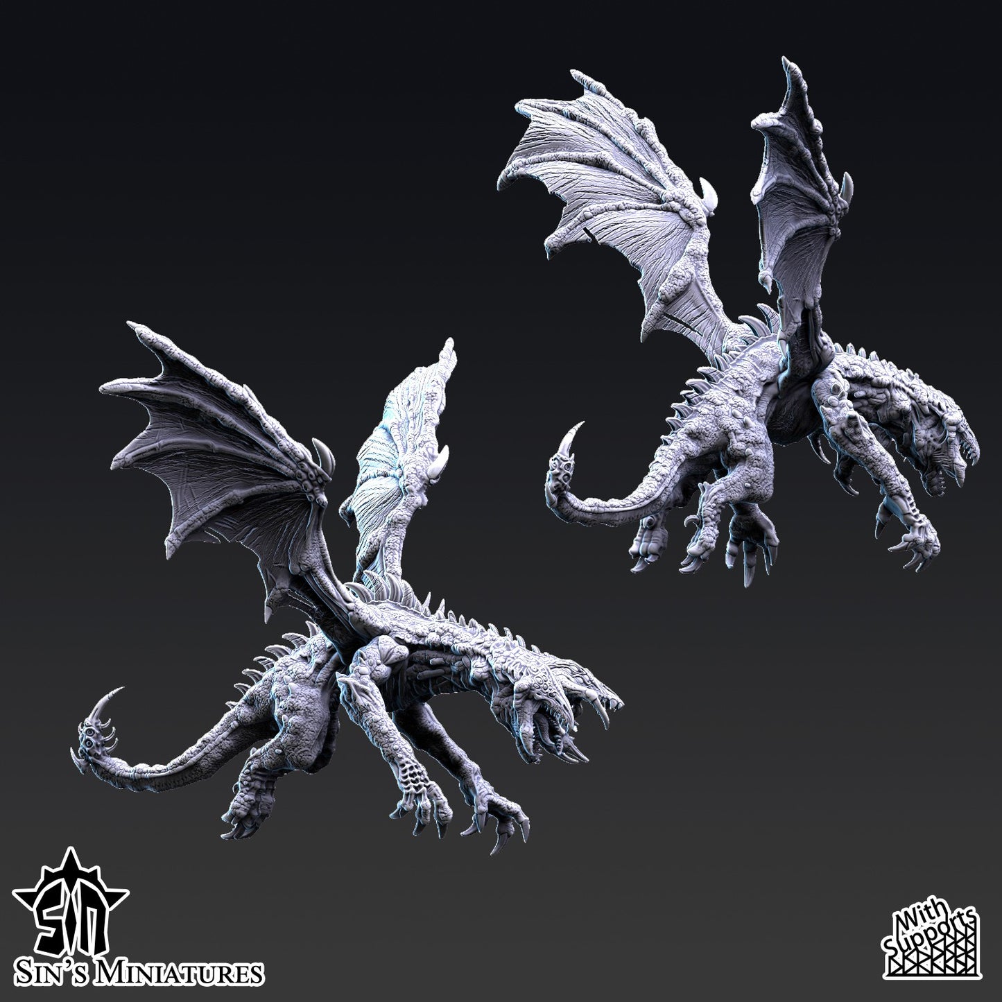 Miniatura Dragón del Caos Mutante Reinos del Caos resina 32mm sin pintar - Drakholm