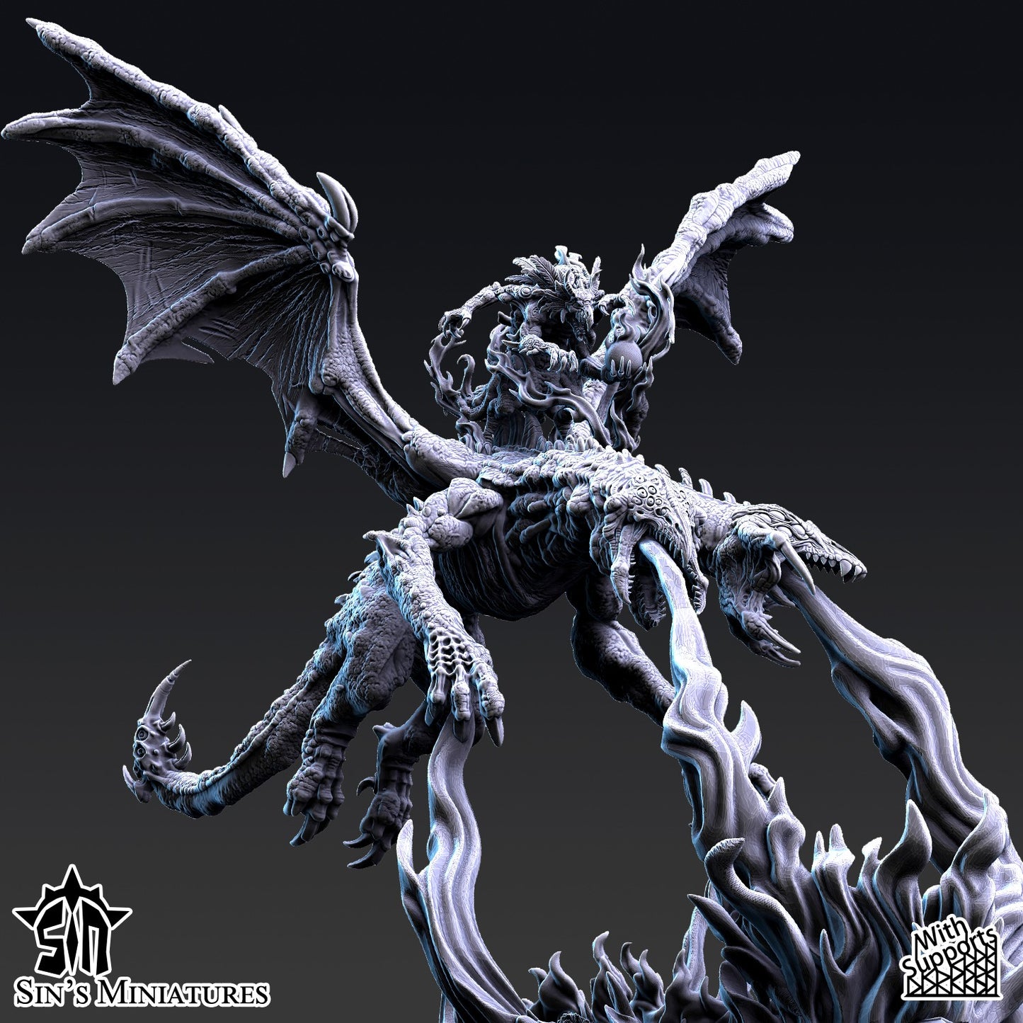 Miniatura Dragón del Caos Mutante Reinos del Caos resina 32mm sin pintar - Drakholm
