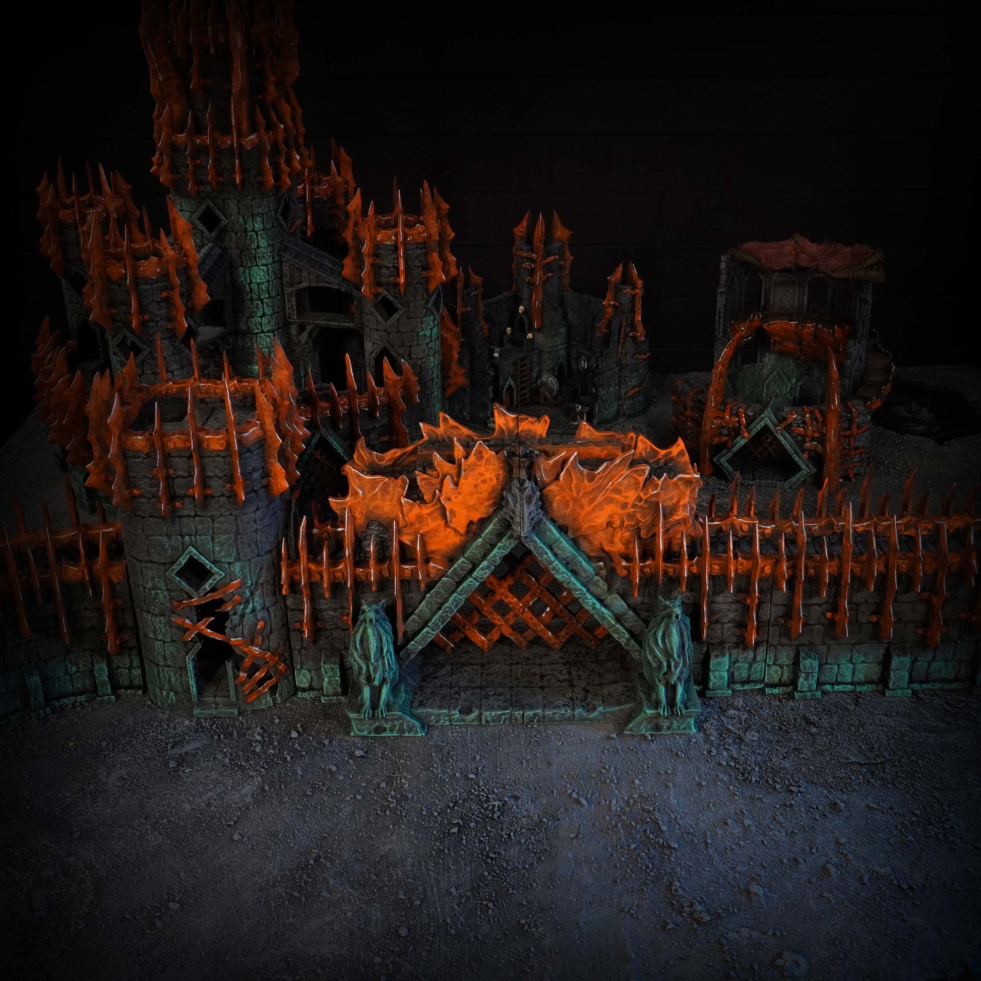 Dark Modular Walls And Gate | Conquest Inspired Terrain | 28mm MESBG LOTR Wargaming Scenery | DnD