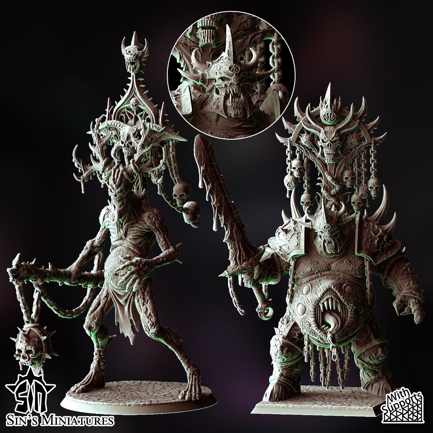 Miniatura Príncipes Demoniacos con Racks de Trofeos Reinos del Caos resina 32mm sin pintar - Drakholm