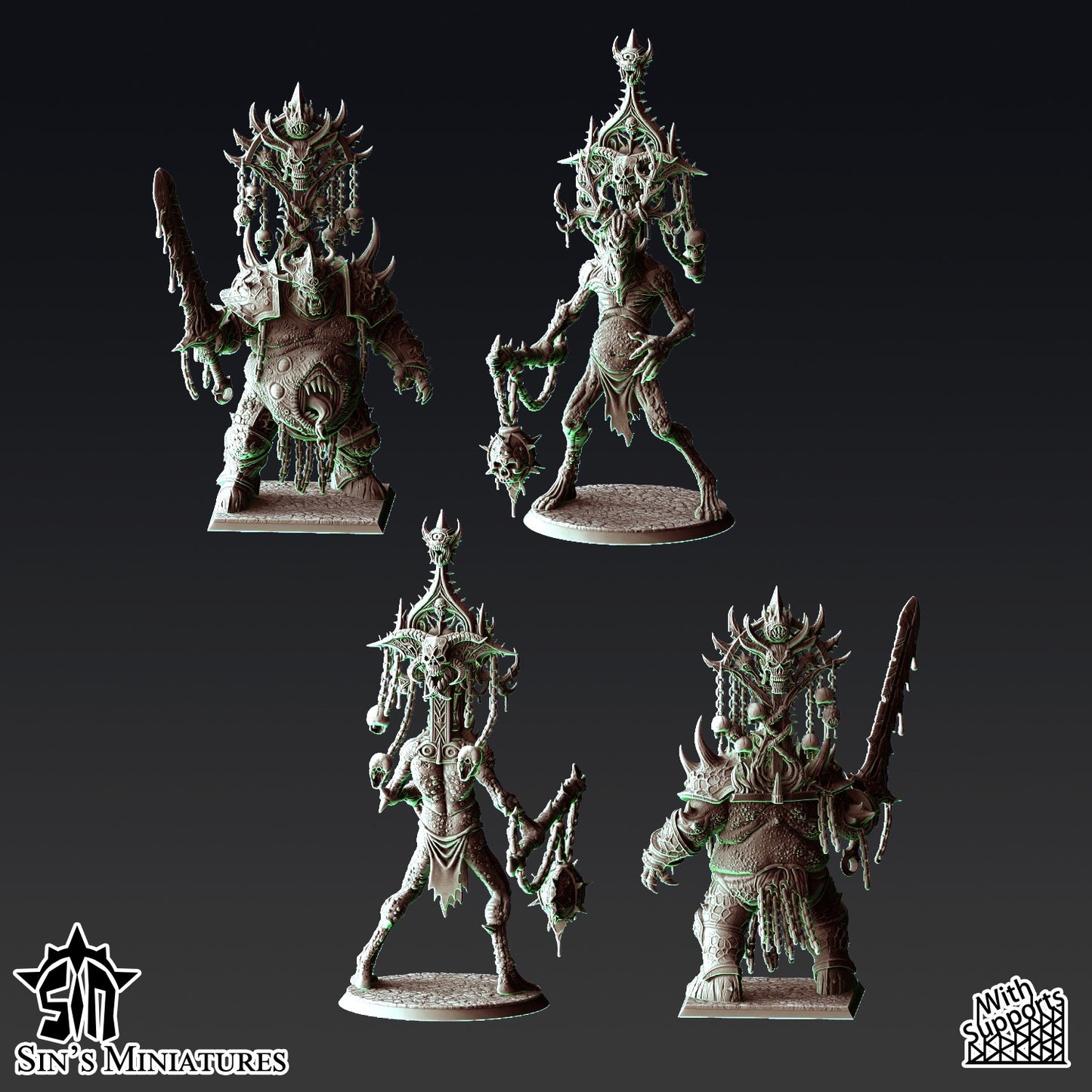 Miniatura Príncipes Demoniacos con Racks de Trofeos Reinos del Caos resina 32mm sin pintar - Drakholm