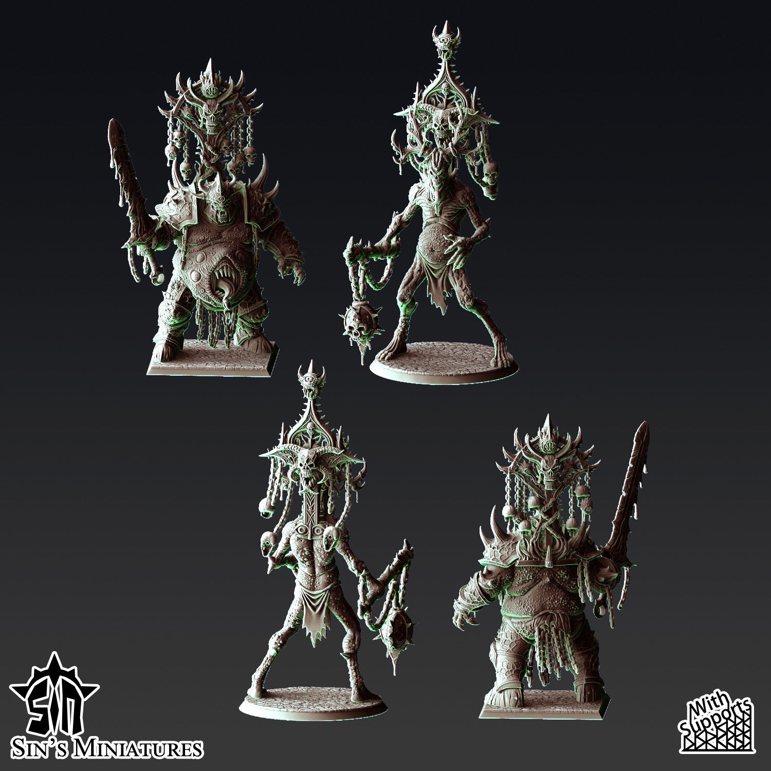 Miniatura Príncipes Demoniacos con Racks de Trofeos Reinos del Caos resina 32mm sin pintar - Drakholm