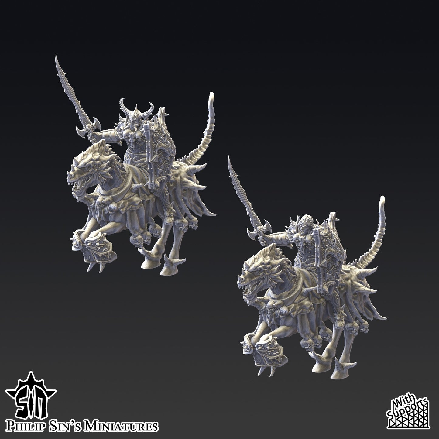 Miniatura Caballeros de la Guardia Oscura Reinos del Caos resina 32mm sin pintar - Drakholm