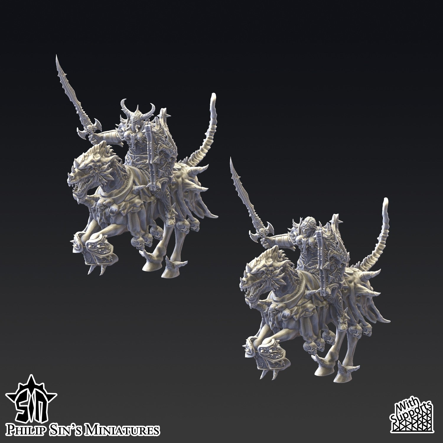 Miniatura Caballeros de la Guardia Oscura Reinos del Caos resina 32mm sin pintar - Drakholm
