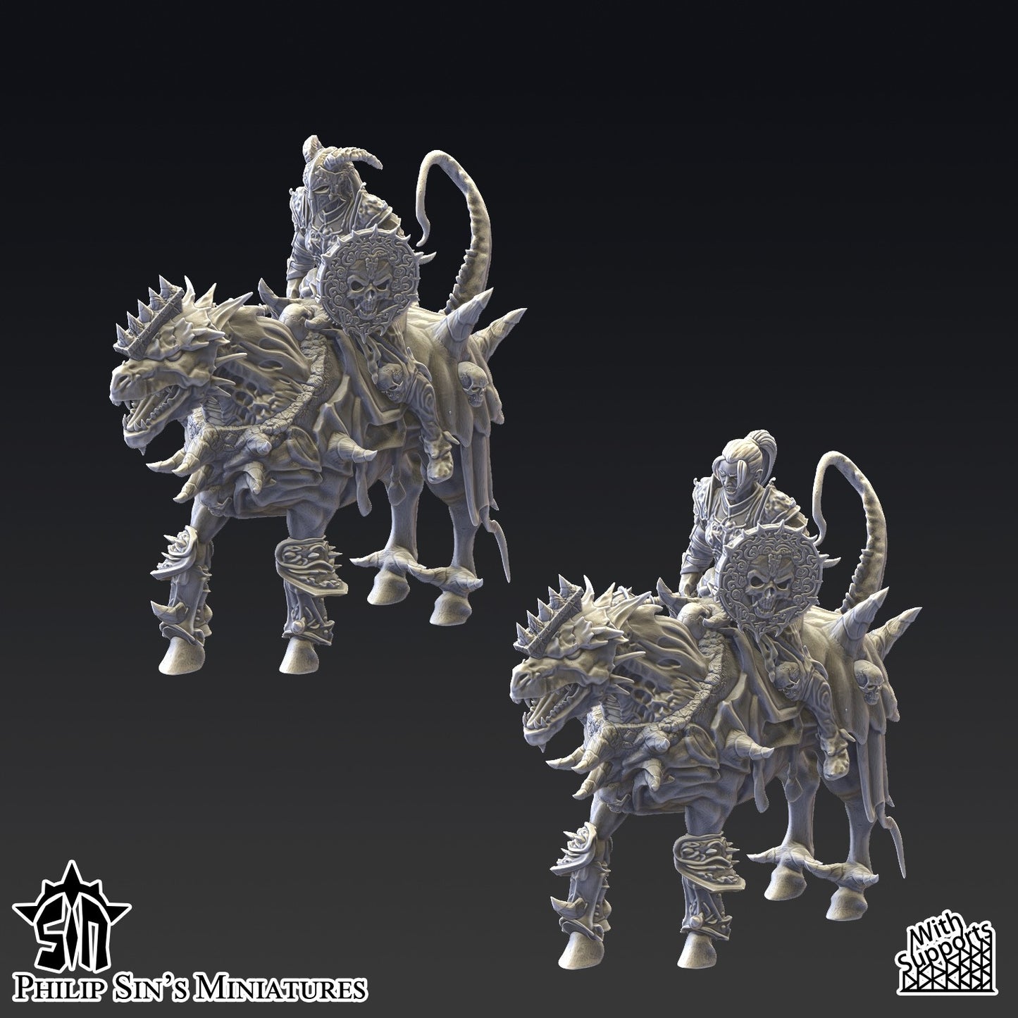 Miniatura Caballeros de la Guardia Oscura Reinos del Caos resina 32mm sin pintar - Drakholm