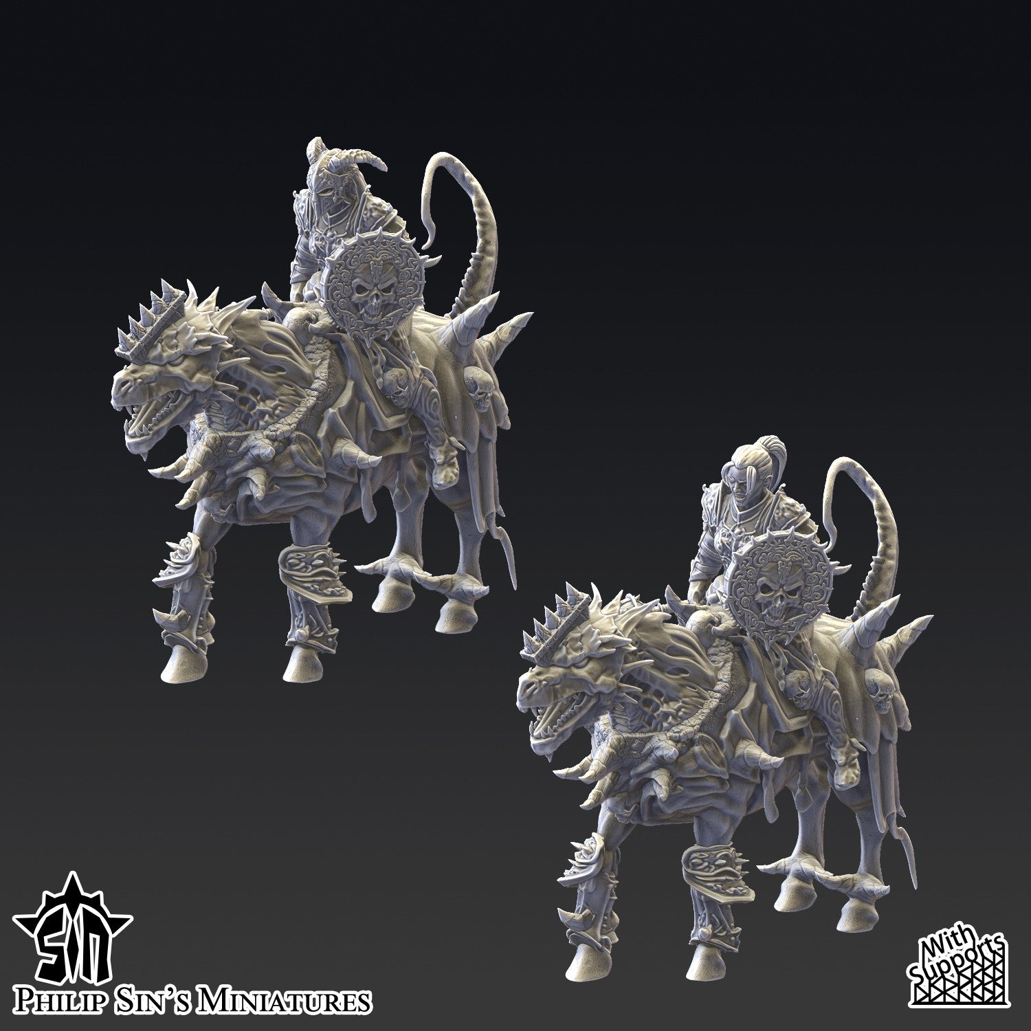 Miniatura Caballeros de la Guardia Oscura Reinos del Caos resina 32mm sin pintar - Drakholm