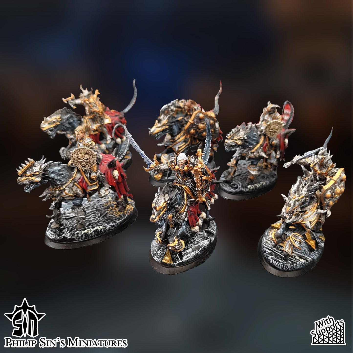 Miniatura Caballeros de la Guardia Oscura Reinos del Caos resina 32mm sin pintar - Drakholm