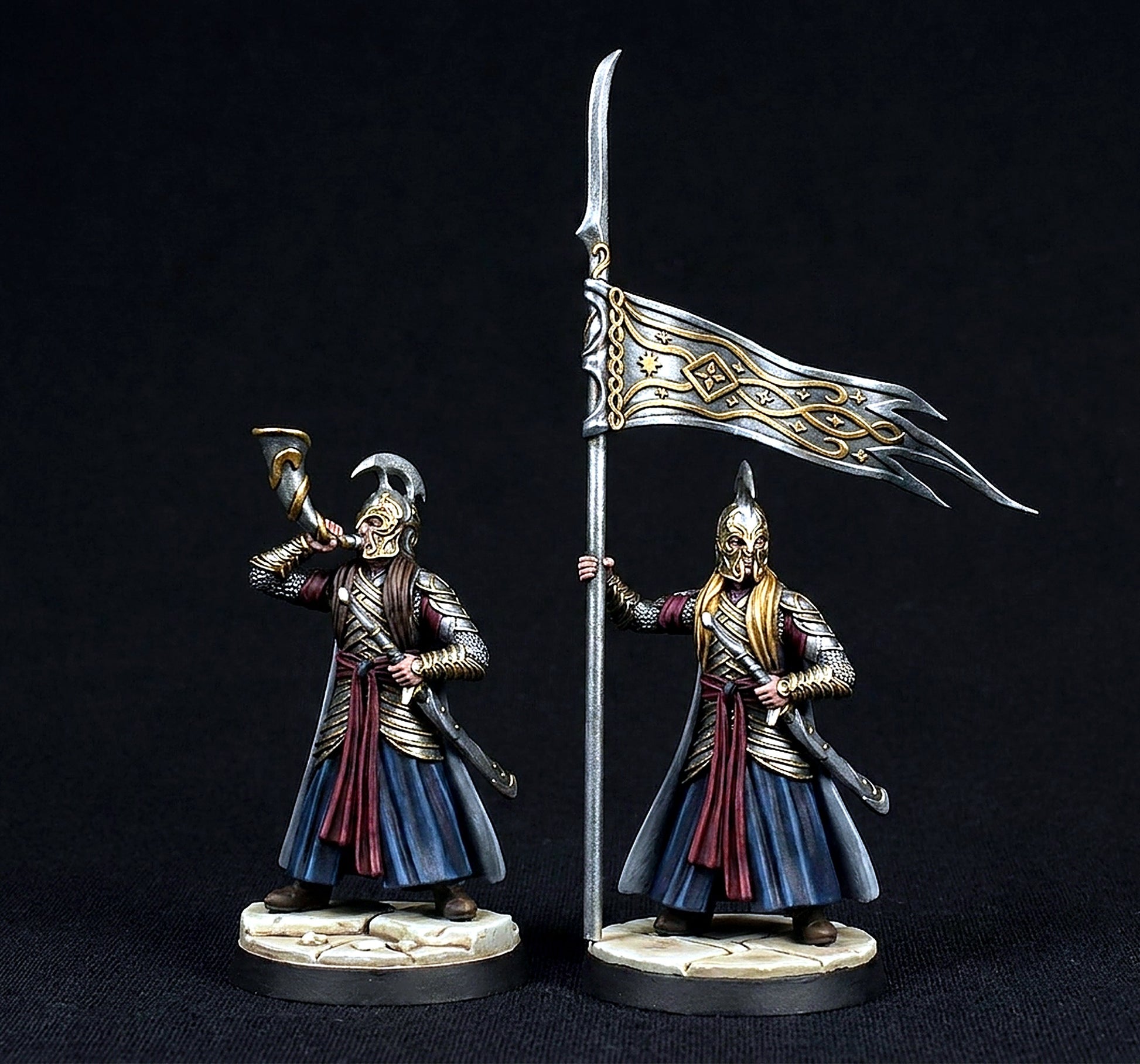 Miniatura Portaestandarte y Trompetero de Rivendel Rivendel resina 32mm - Drakholm