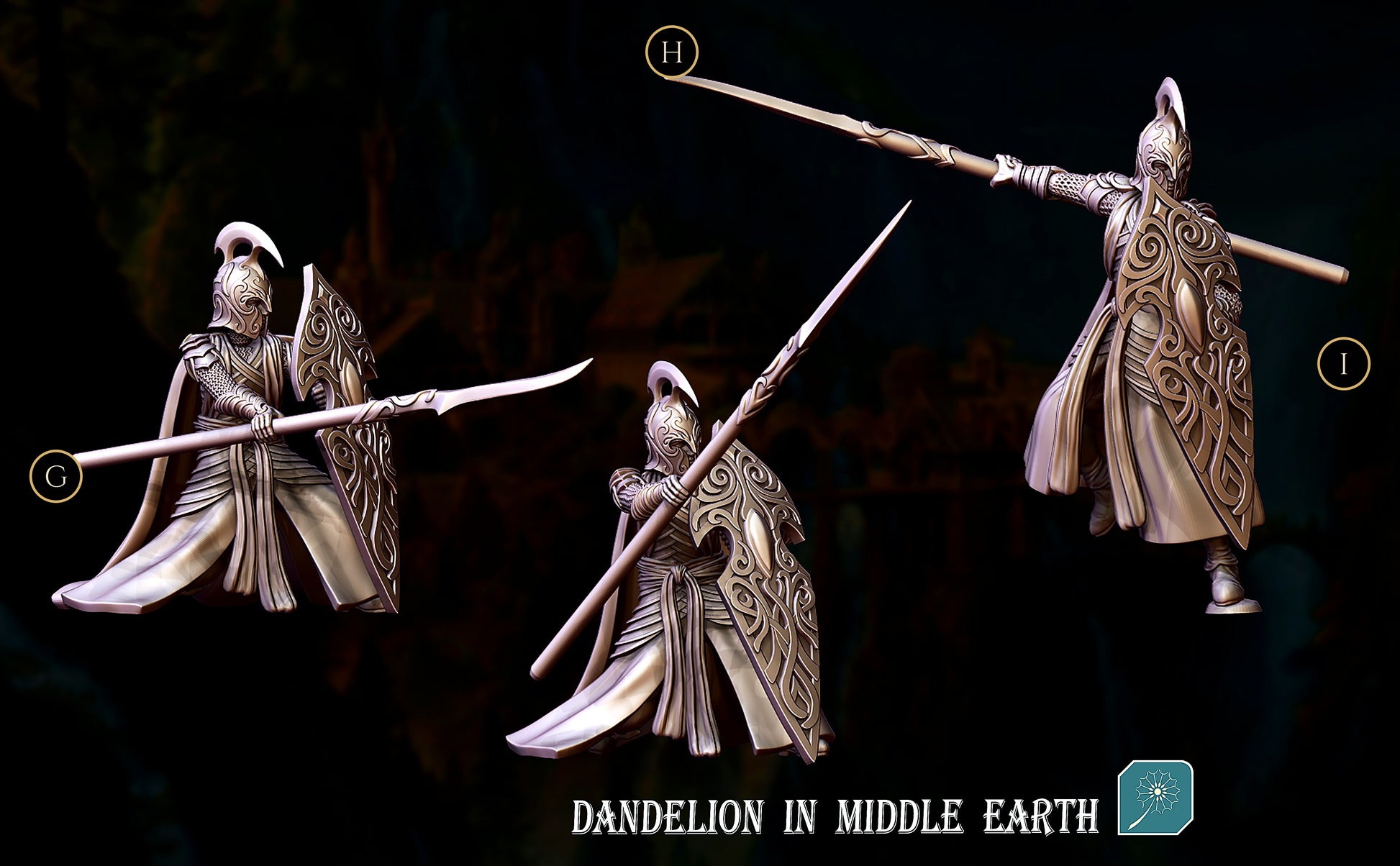Miniatura Elfo de Rivendel (Lancero con Escudo) Rivendel resina 32mm - Drakholm