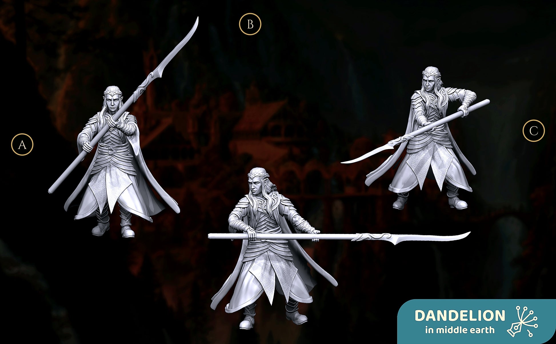 Miniatura Oficial Élfico de Rivendel con Gran Hacha Rivendel resina 32mm - Drakholm