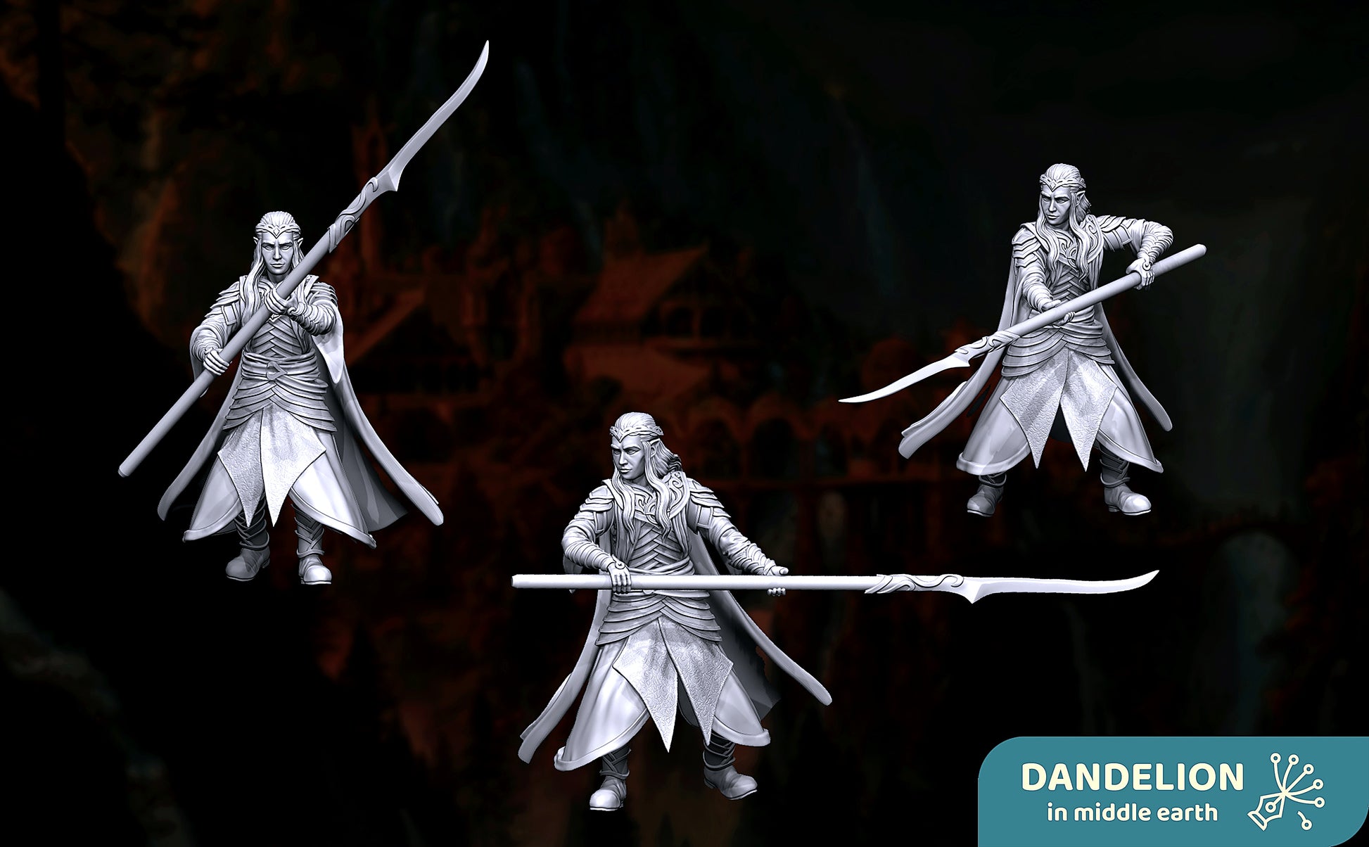 Miniatura Oficial Élfico de Rivendel con Gran Hacha Rivendel resina 32mm - Drakholm