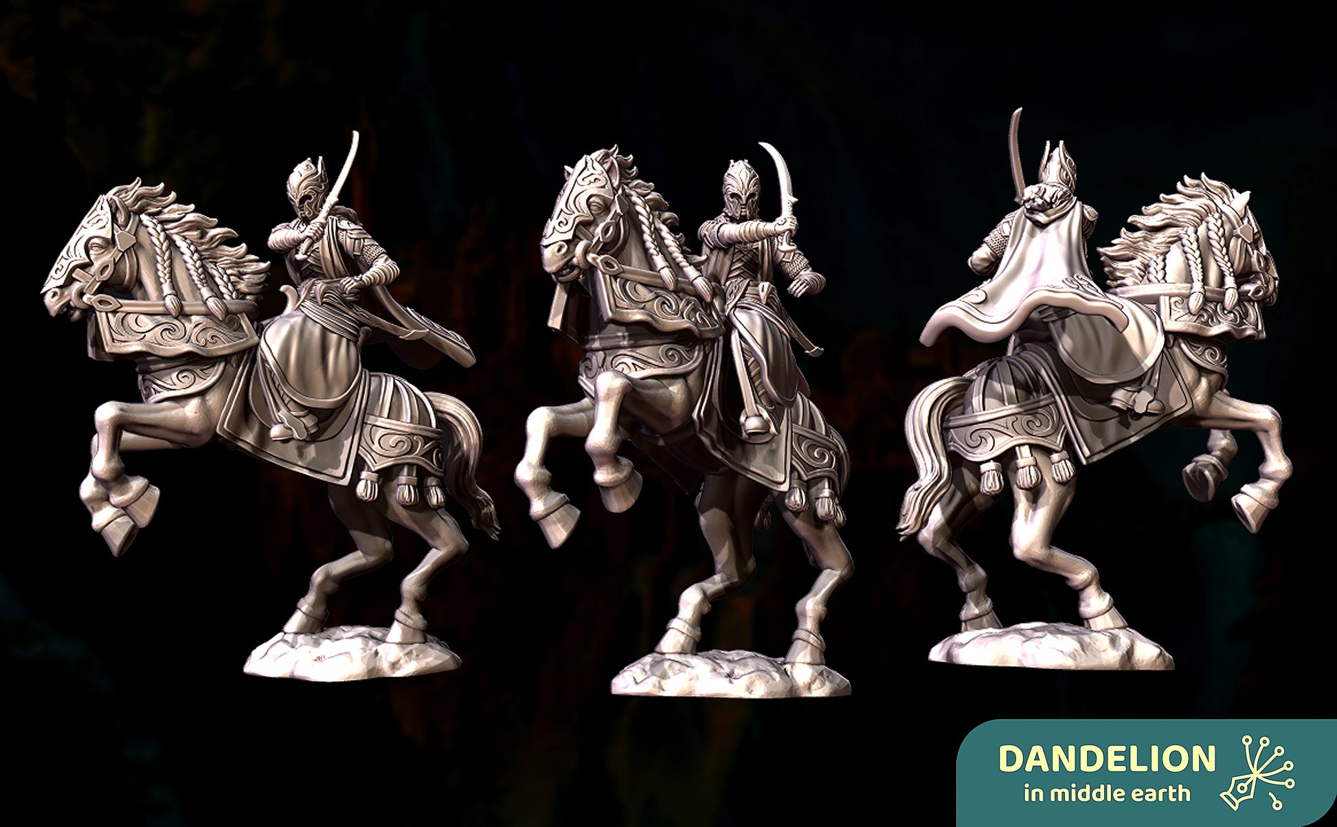 Miniatura Glorfindel a Caballo Encabritado Rivendel resina 32mm - Drakholm