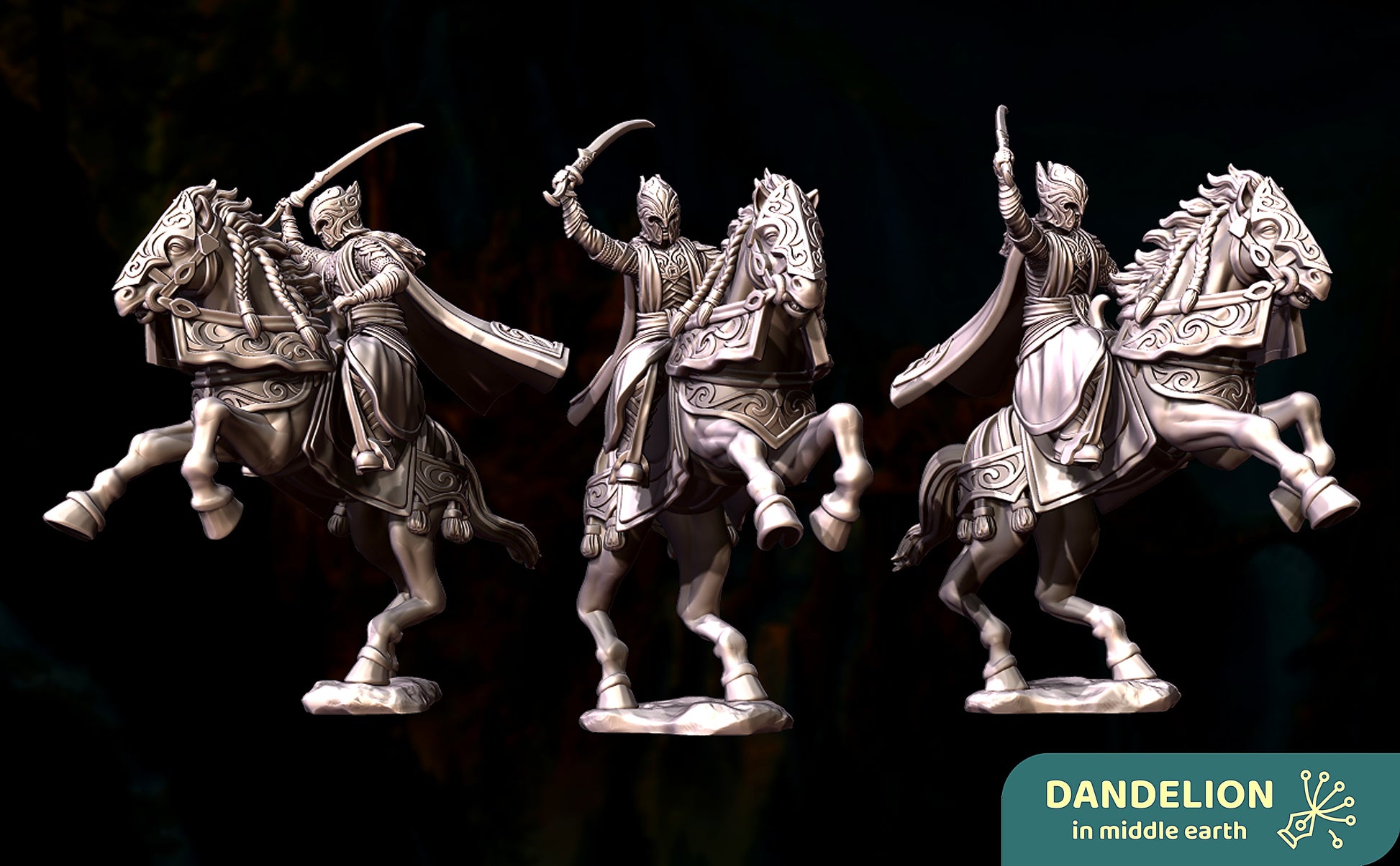 Miniatura Glorfindel a Caballo Encabritado Rivendel resina 32mm - Drakholm