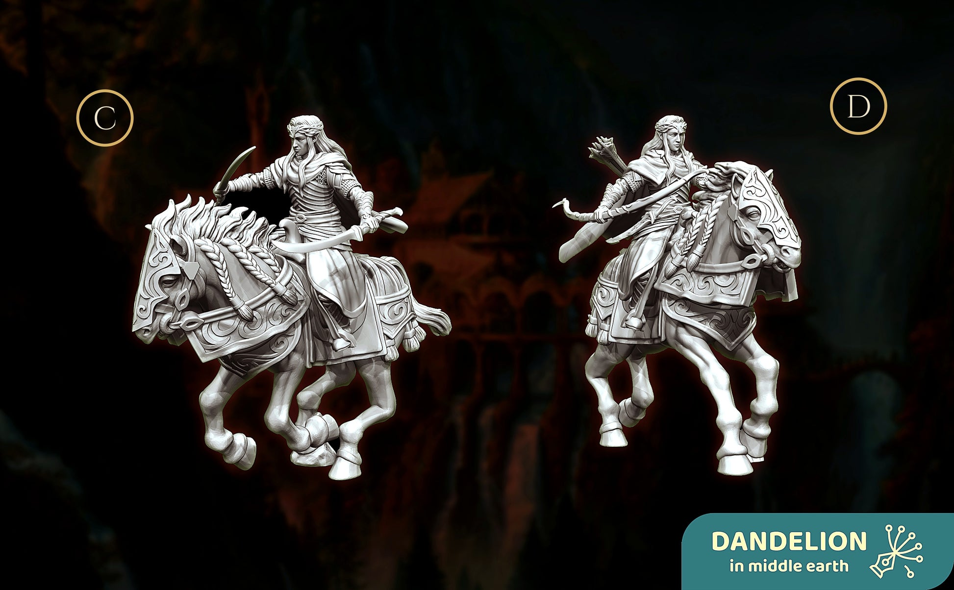 Miniatura Elladan y Elrohir, Príncipes Gemelos de Rivendel Rivendel resina 32mm - Drakholm