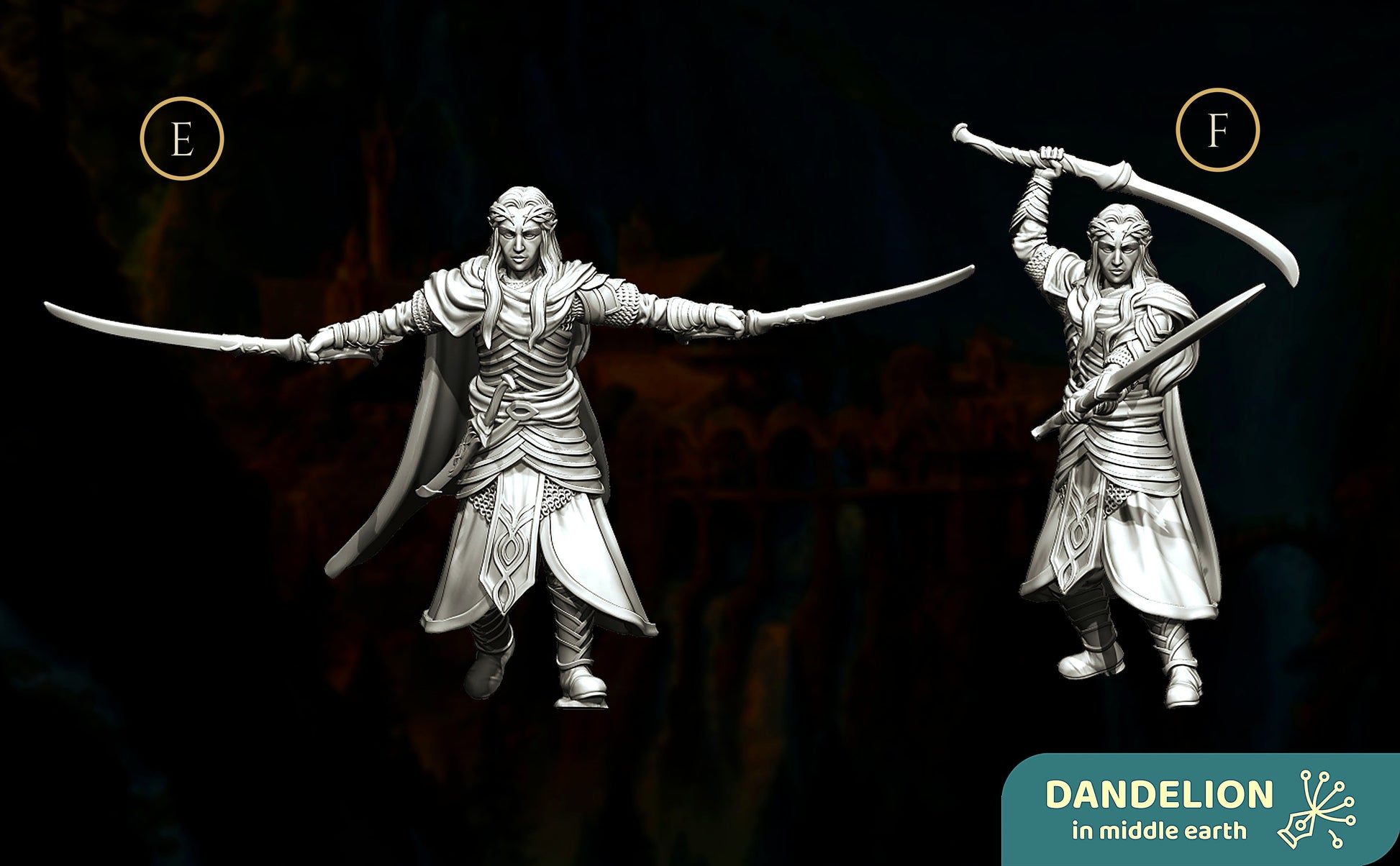 Miniatura Elladan y Elrohir, Príncipes Gemelos de Rivendel Rivendel resina 32mm - Drakholm