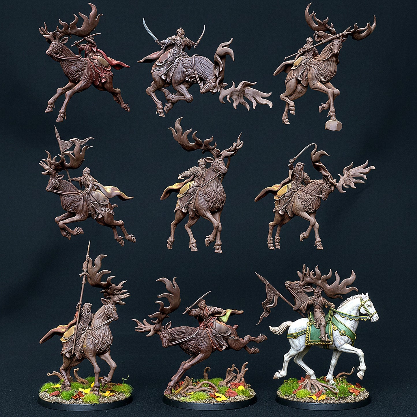 Miniatura Caballería Élfica del Bosque Negro (Alce) Bosque Negro resina 32mm - Drakholm