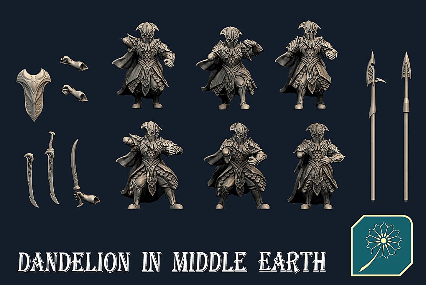 Miniatura Guardia Real Élfica del Bosque Negro con Espada y Escudo Bosque Negro resina 32mm - Drakholm