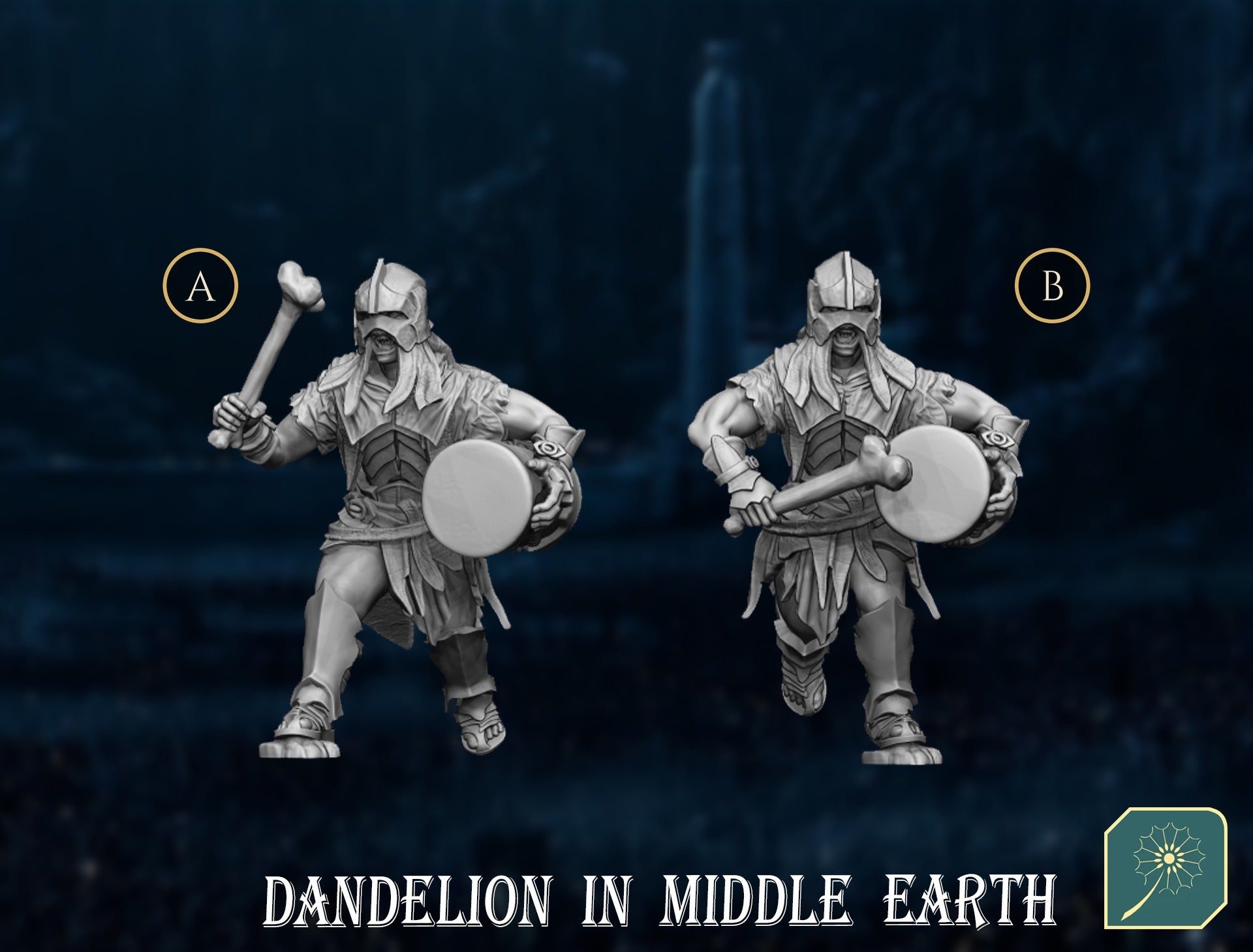 Miniatura Portaestandarte y Tambor Uruk-hai de Isengard Isengard resina 32mm - Drakholm