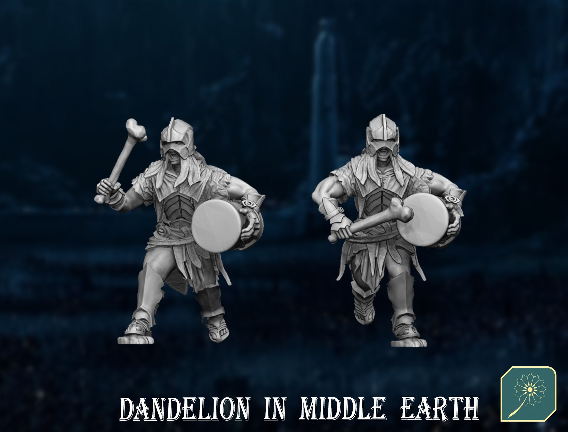 Miniatura Portaestandarte y Tambor Uruk-hai de Isengard Isengard resina 32mm - Drakholm
