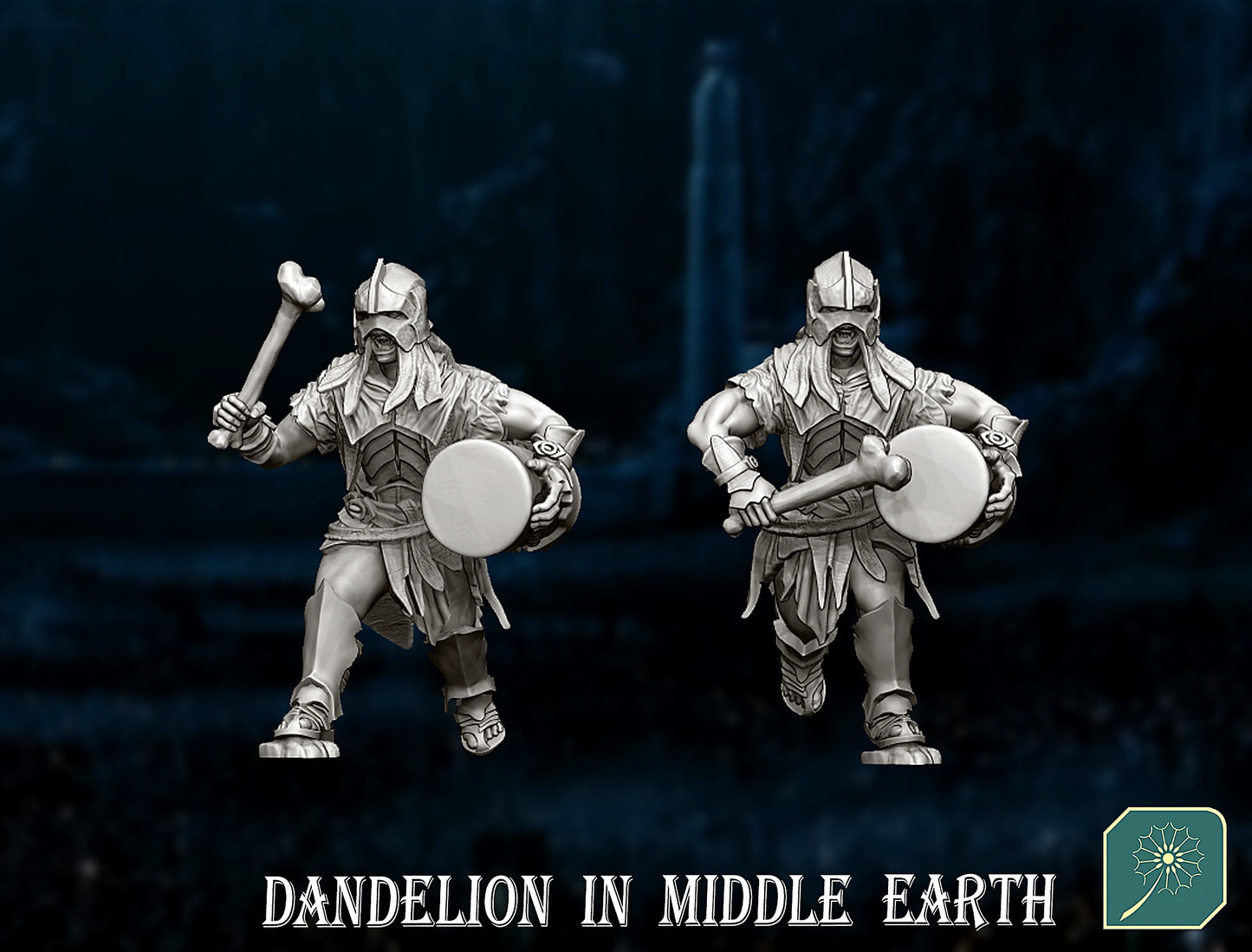 Miniatura Portaestandarte y Tambor Uruk-hai de Isengard Isengard resina 32mm - Drakholm