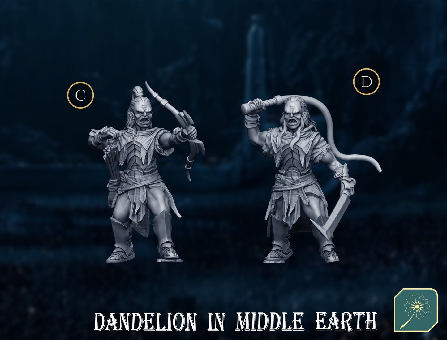 Miniatura Comandantes Uruk-hai de Isengard, Pack 2 (los poderosos capitanes) Isengard resina 32mm - Drakholm
