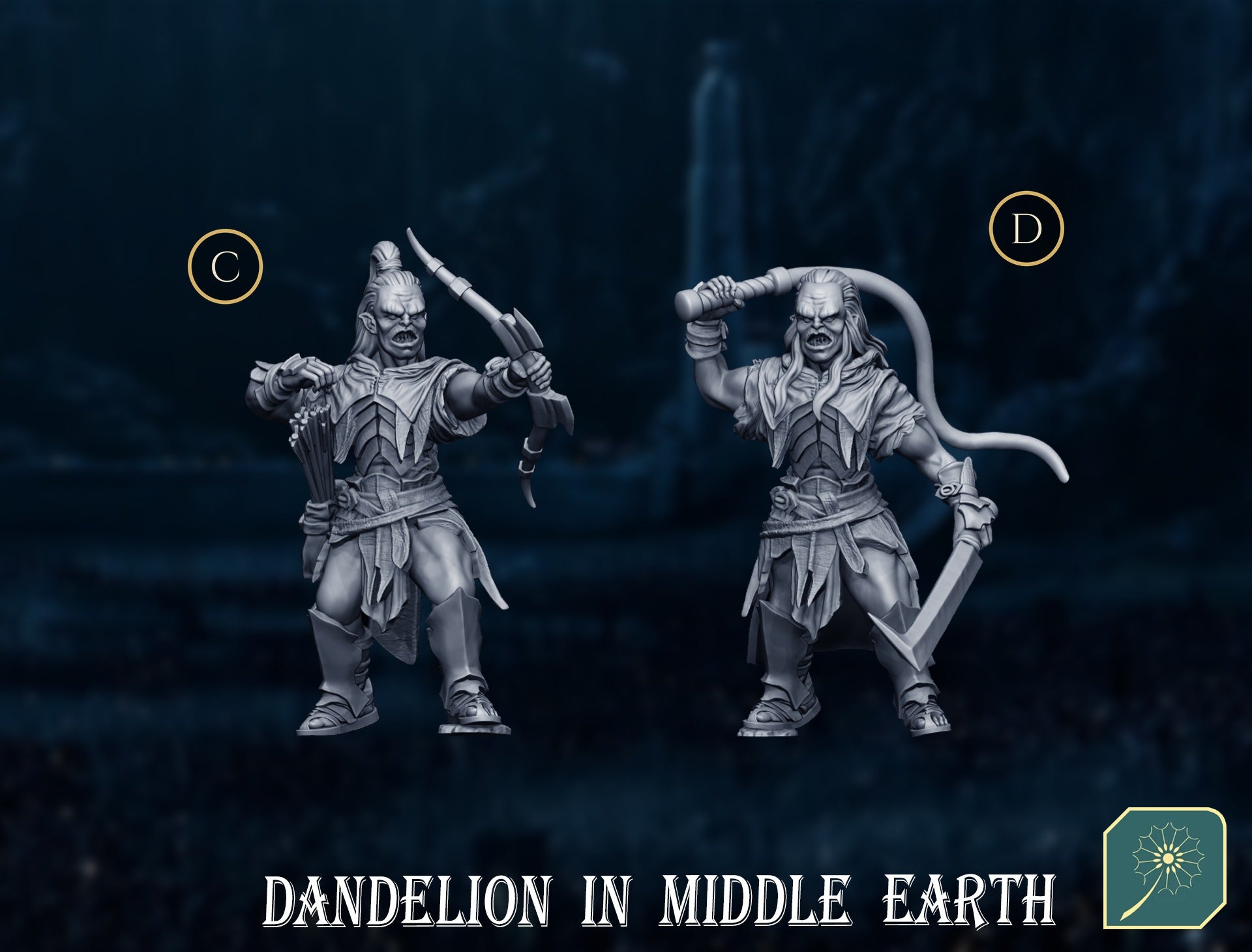 Miniatura Comandantes Uruk-hai de Isengard, Pack 2 (los poderosos capitanes) Isengard resina 32mm - Drakholm
