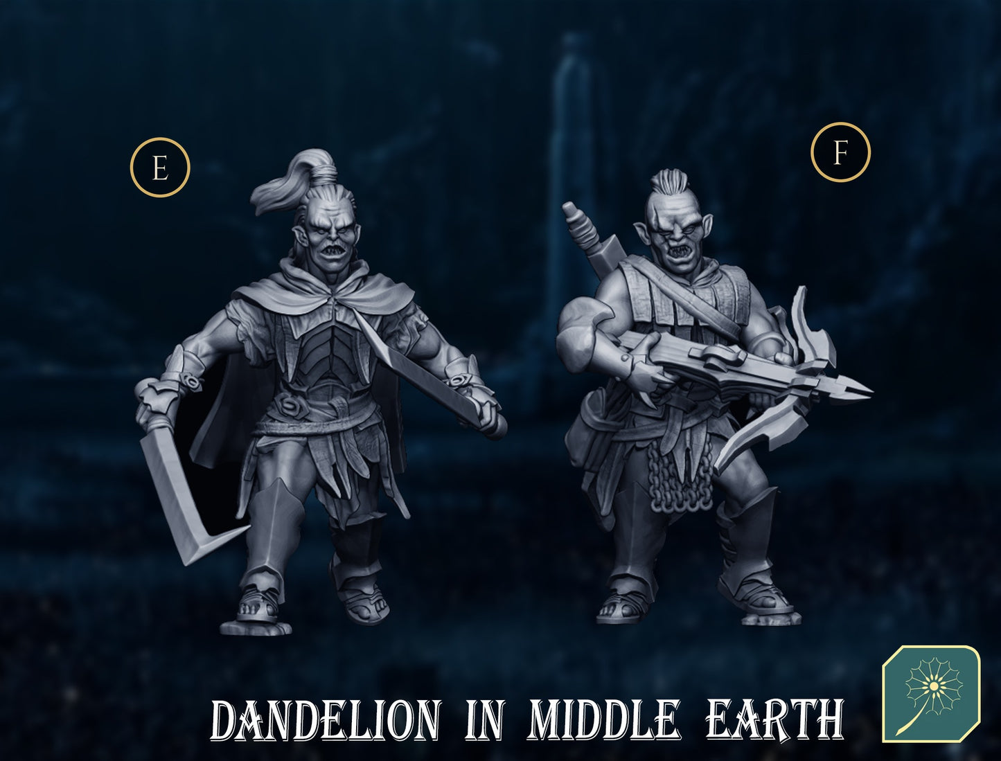 Miniatura Comandantes Uruk-hai de Isengard, Pack 2 (los poderosos capitanes) Isengard resina 32mm - Drakholm