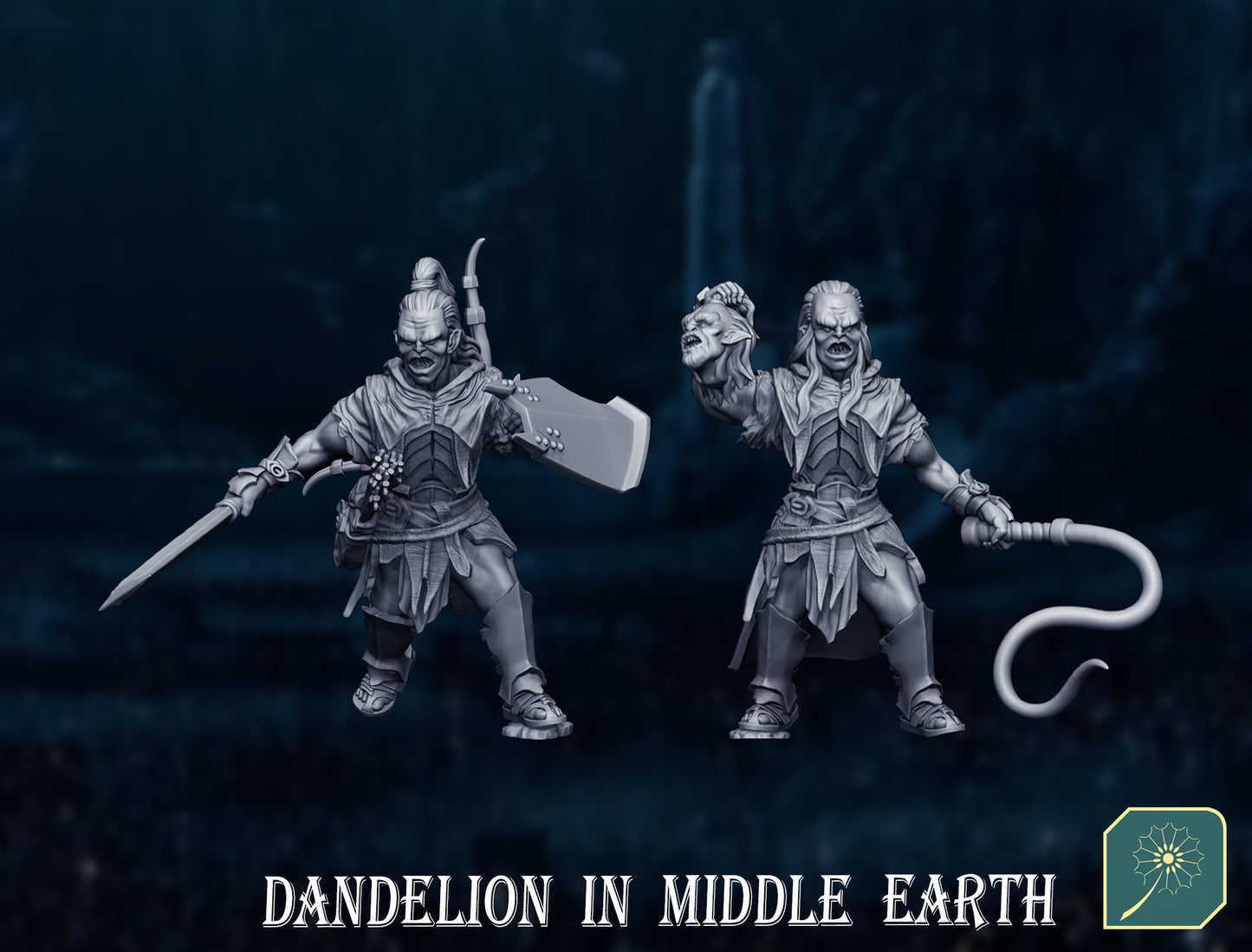 Miniatura Comandantes Uruk-hai de Isengard, Pack 2 (los poderosos capitanes) Isengard resina 32mm - Drakholm