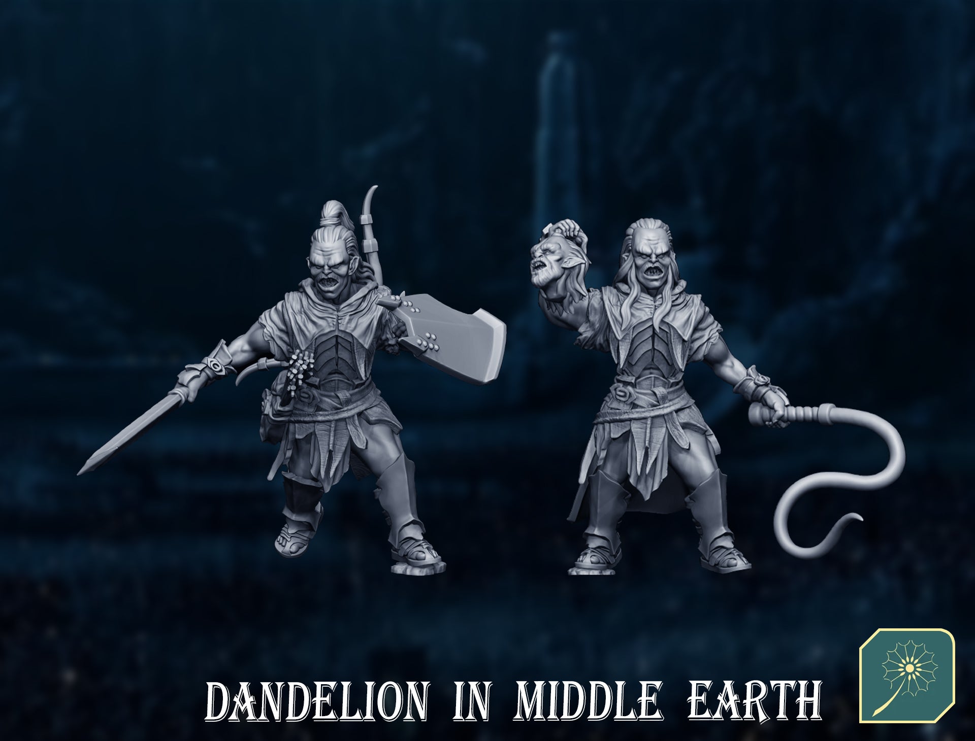 Miniatura Comandantes Uruk-hai de Isengard, Pack 2 (los poderosos capitanes) Isengard resina 32mm - Drakholm