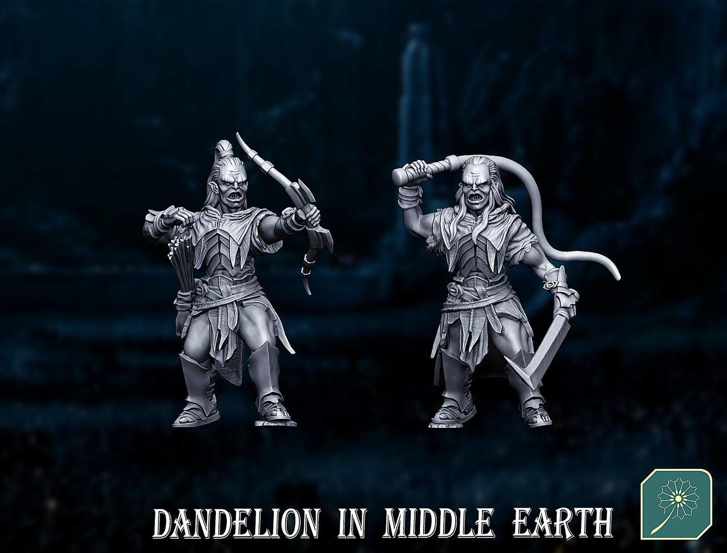 Miniatura Comandantes Uruk-hai de Isengard, Pack 2 (los poderosos capitanes) Isengard resina 32mm - Drakholm