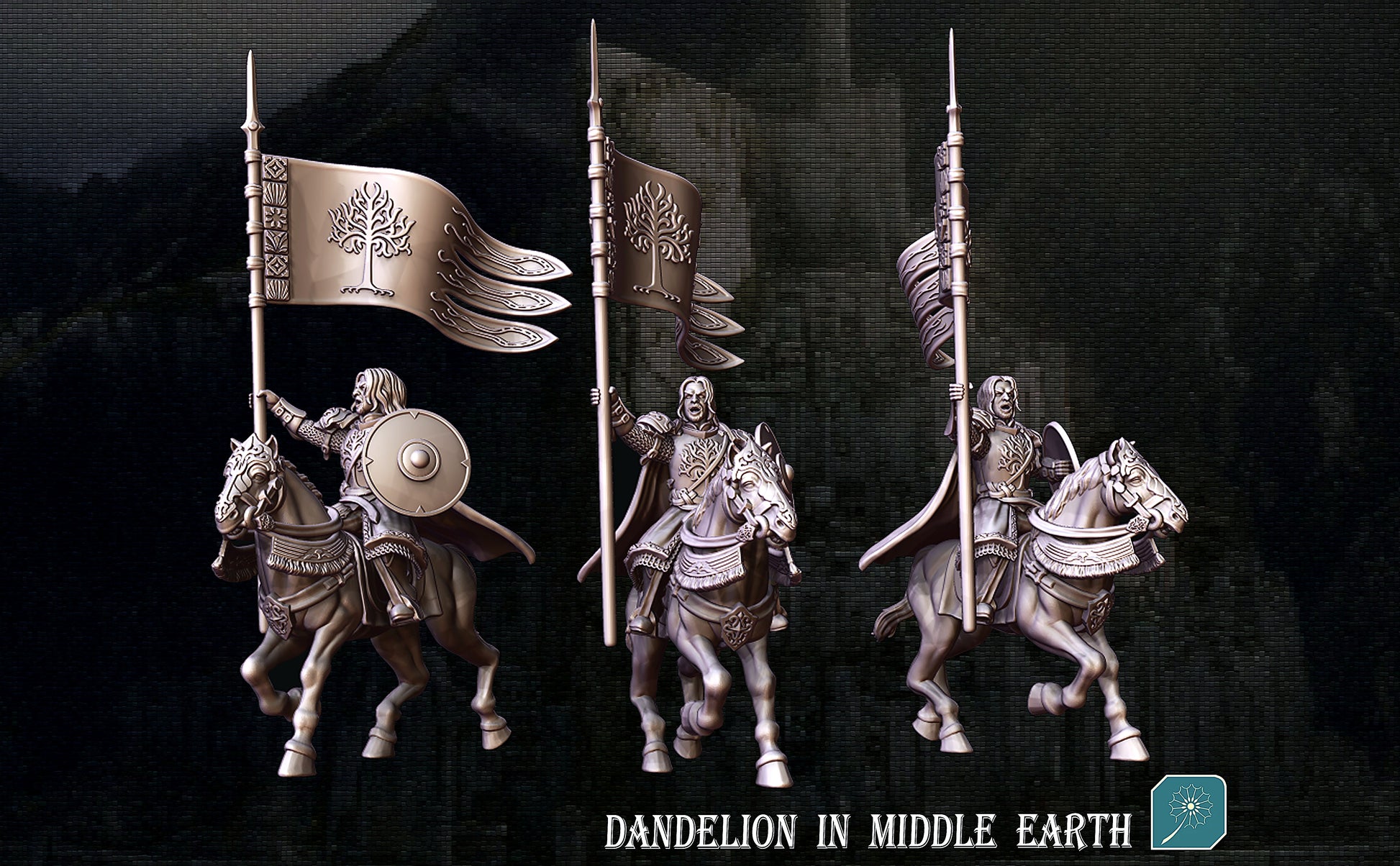 Miniatura Capitán de la Torre de Ecthelion de Minas Tirith (a pie y montado) Gondor resina 32mm - Drakholm