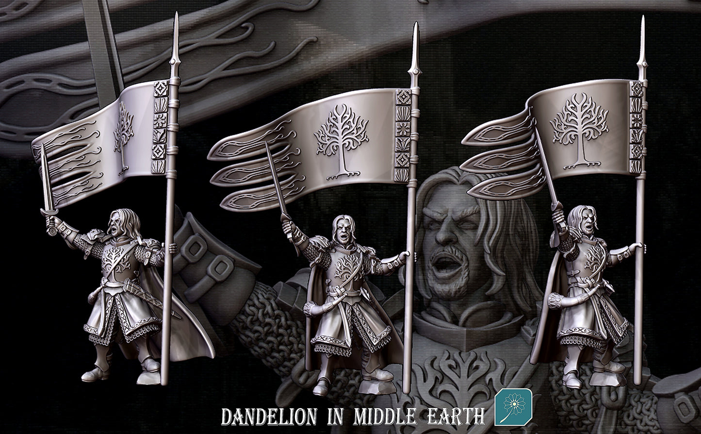 Miniatura Capitán de la Torre de Ecthelion de Minas Tirith (a pie y montado) Gondor resina 32mm - Drakholm