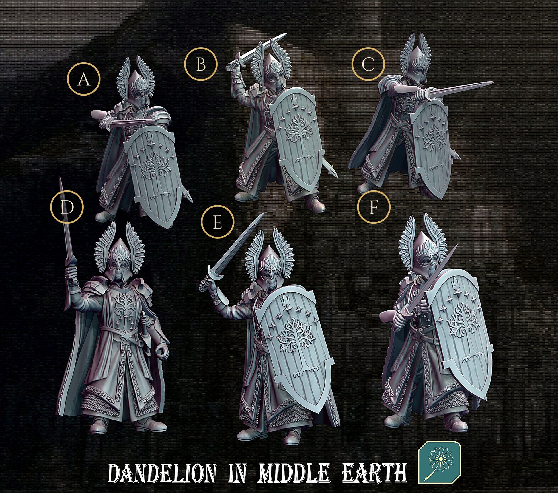 Miniatura Guardia de la Fuente del Arbol Blanco de Minas Tirith Gondor resina 32mm - Drakholm