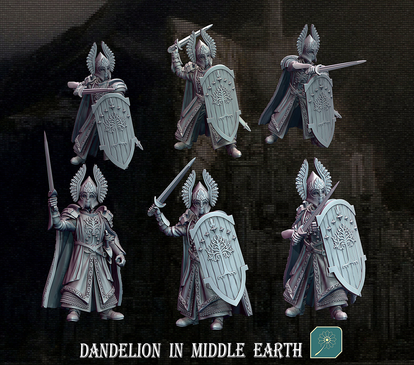 Miniatura Guardia de la Fuente del Arbol Blanco de Minas Tirith Gondor resina 32mm - Drakholm