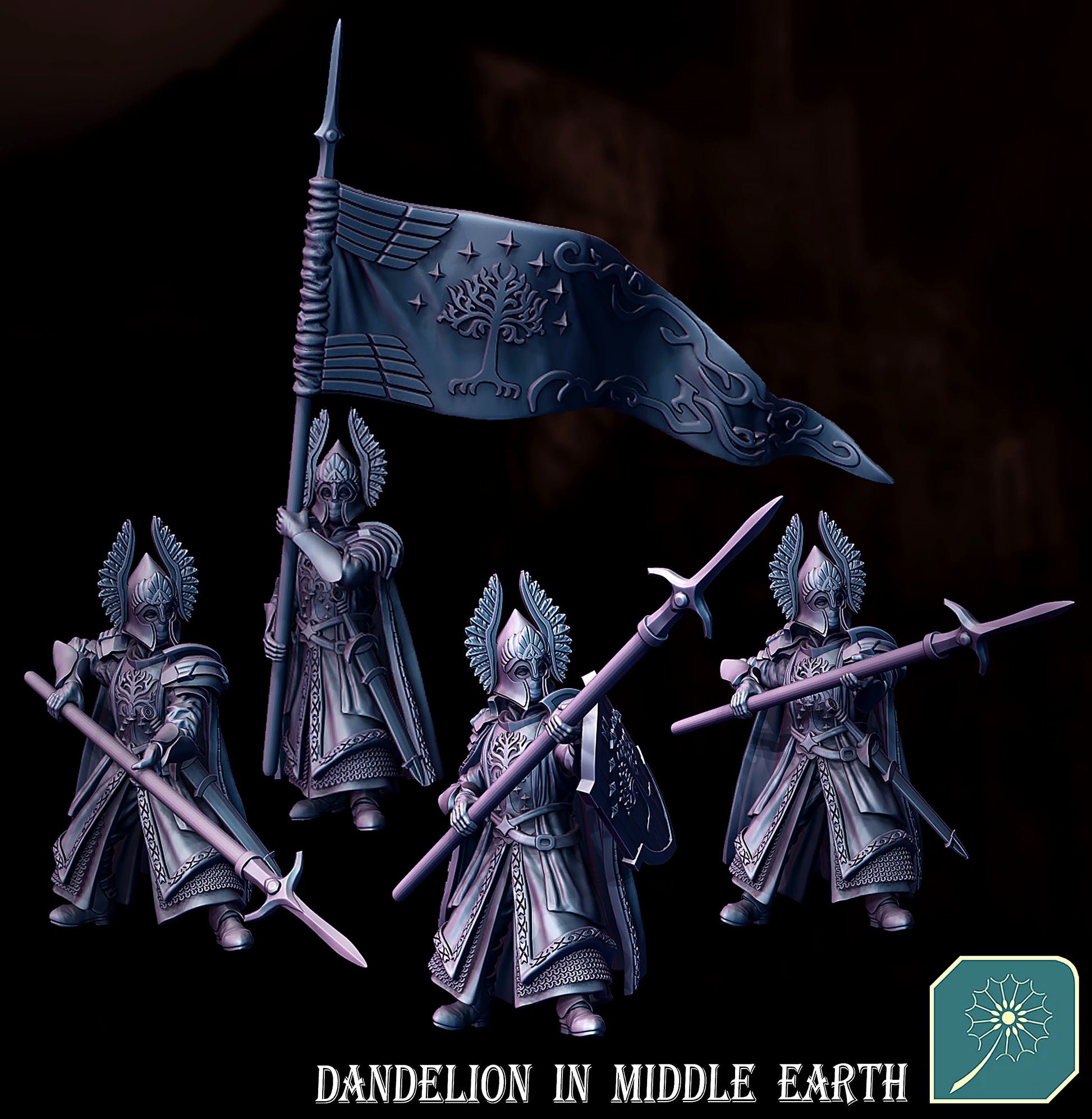 Miniatura Guardia de la Fuente del Arbol Blanco de Minas Tirith Gondor resina 32mm - Drakholm