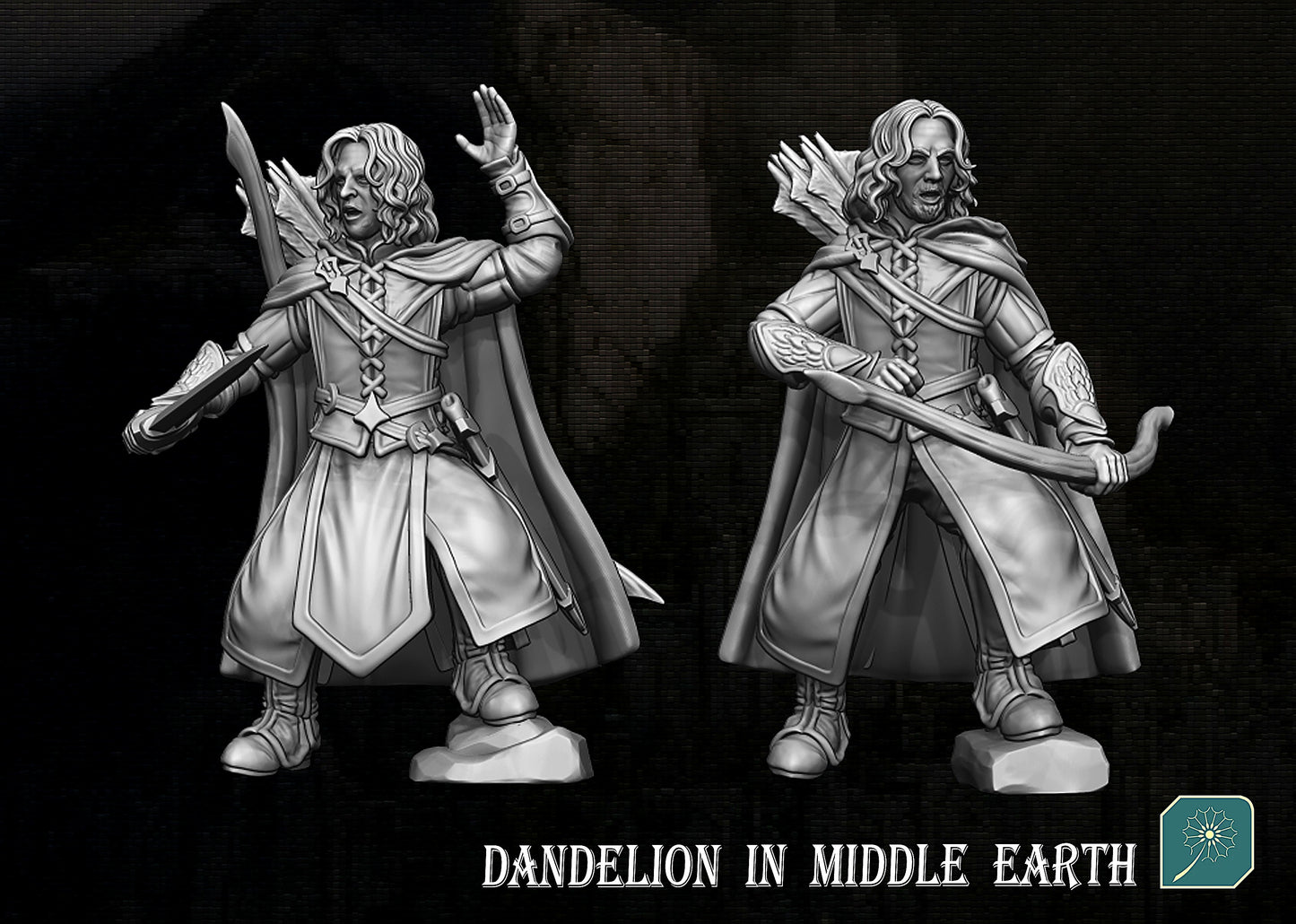 Miniatura Tenientes de los Montaraces de Ithilien Gondor resina 32mm - Drakholm