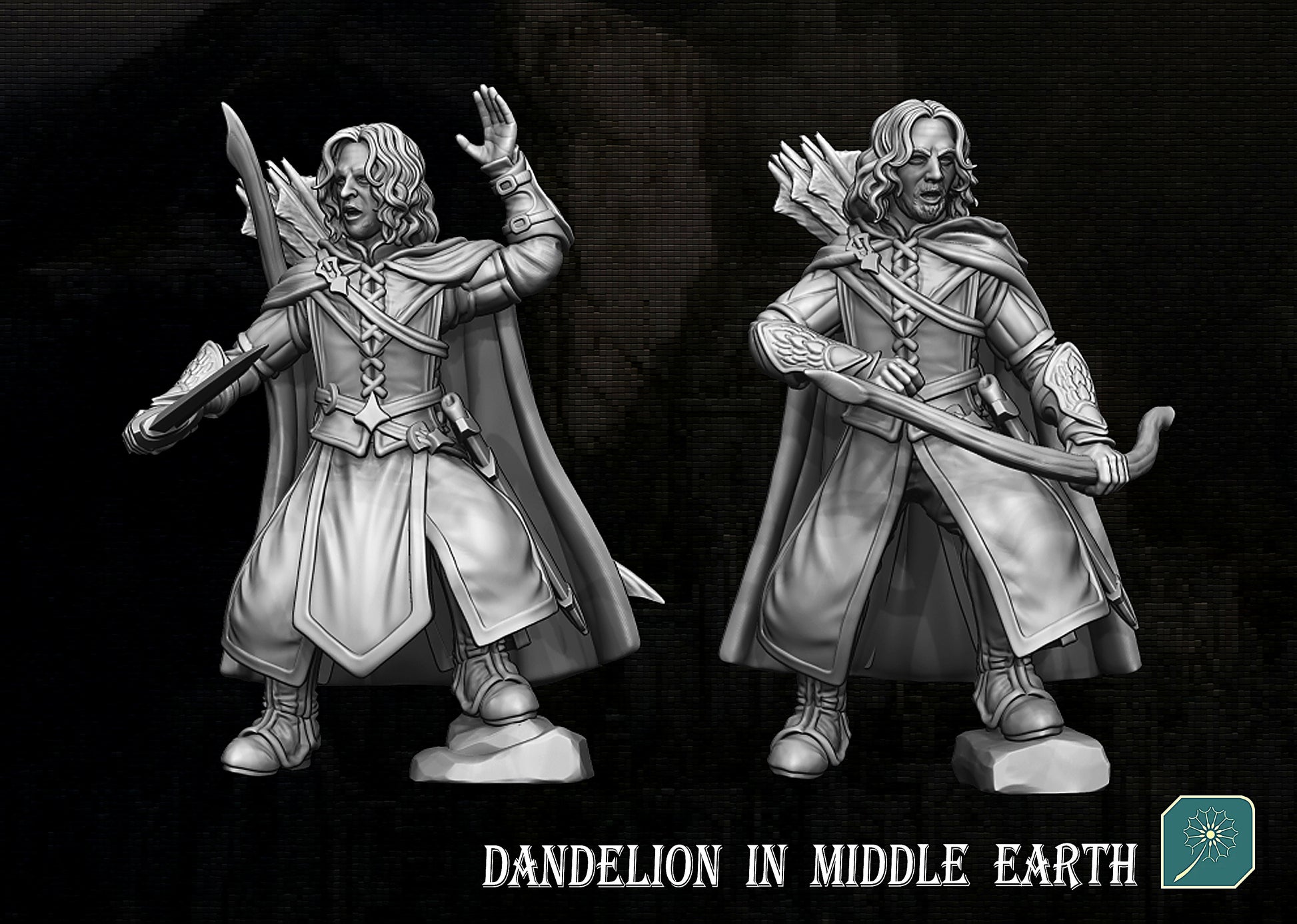 Miniatura Tenientes de los Montaraces de Ithilien Gondor resina 32mm - Drakholm
