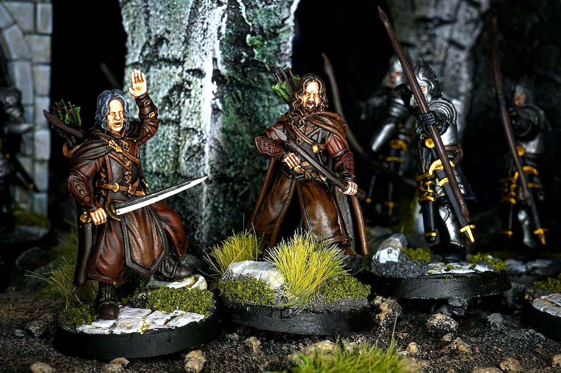 Miniatura Tenientes de los Montaraces de Ithilien Gondor resina 32mm - Drakholm