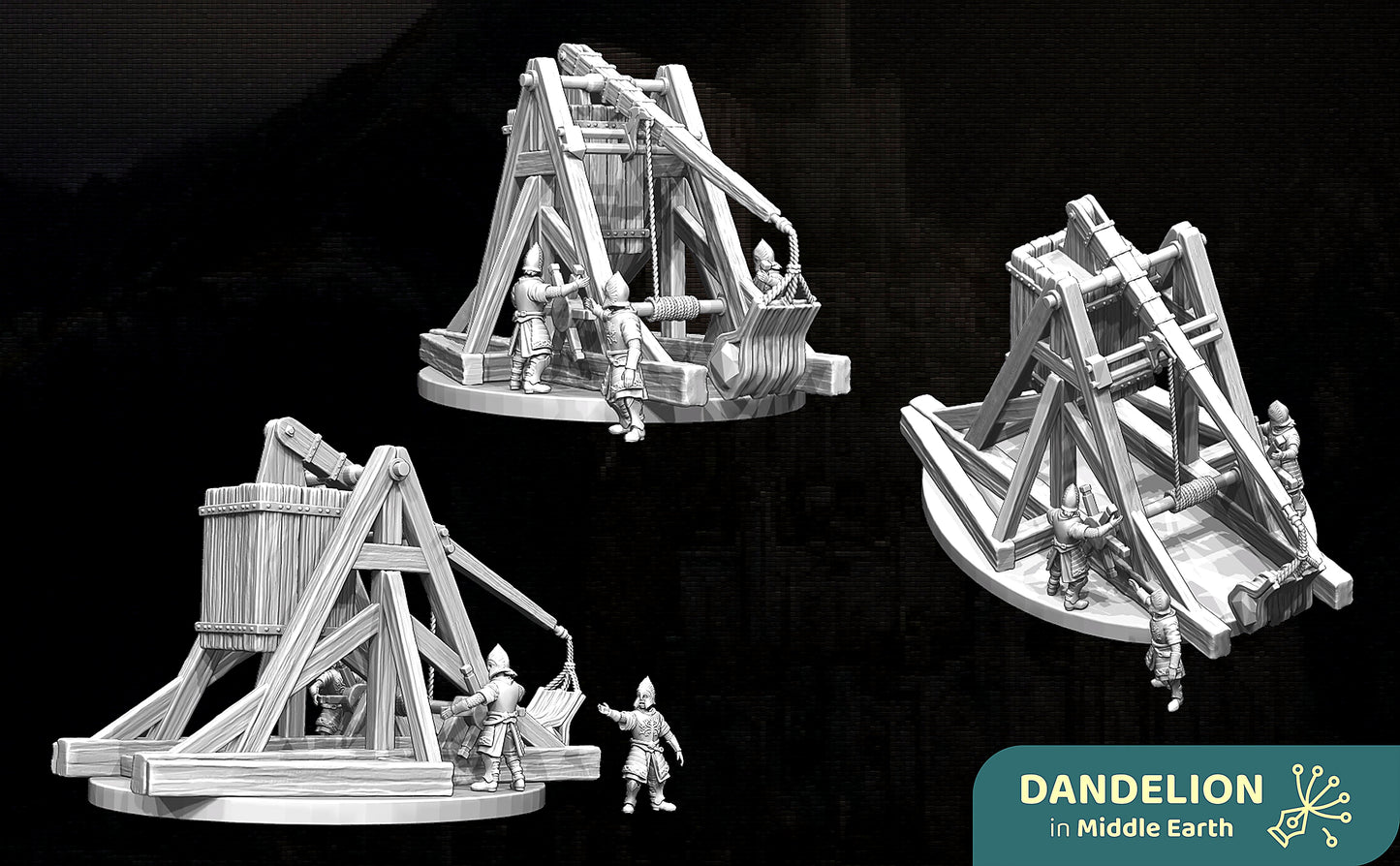 Miniatura Trebuchet de Asedio de Minas Tirith Gondor resina 32mm - Drakholm