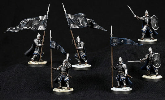 Miniatura Soldado de Minas Tirith (Portaestandarte y Tanedor de cuerno) Gondor resina 32mm - Drakholm