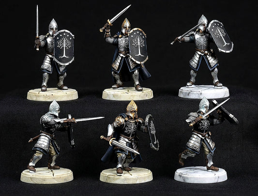 Miniatura Soldado de Minas Tirith (Espadachín y Lancero) Gondor resina 32mm - Drakholm