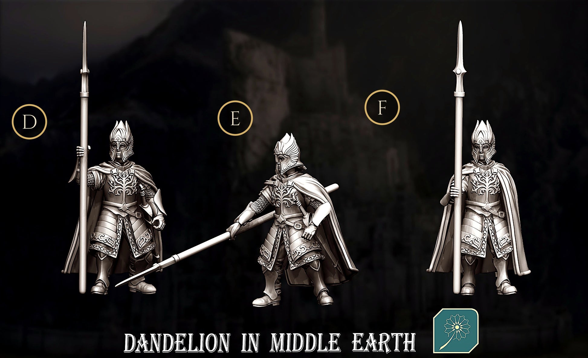 Miniatura Guardia de la Ciudadela de Minas Tirith (Lancero y Espadachín) Gondor resina 32mm - Drakholm